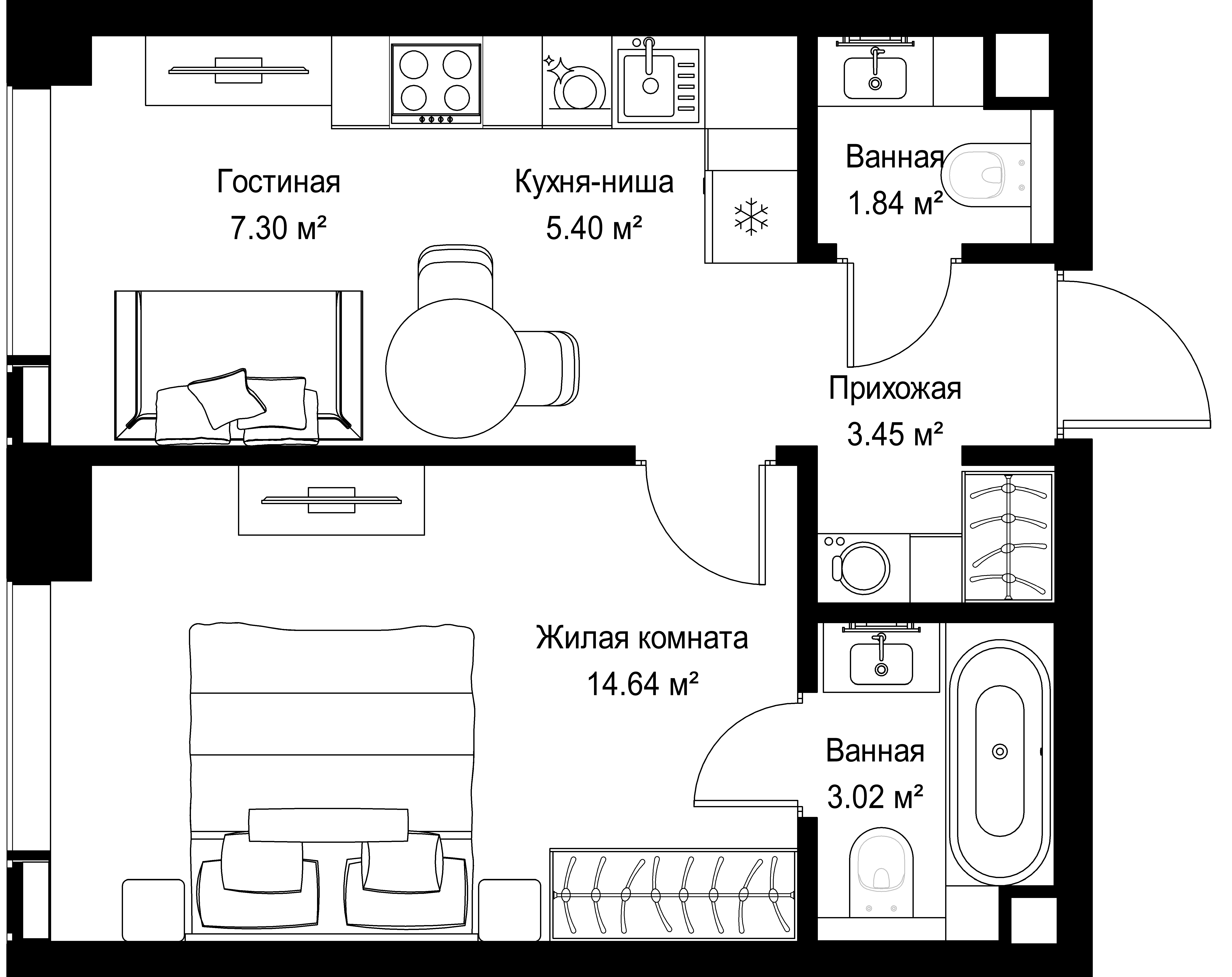 1-комнатная, 35,65 м² — 20 211 767 ₽