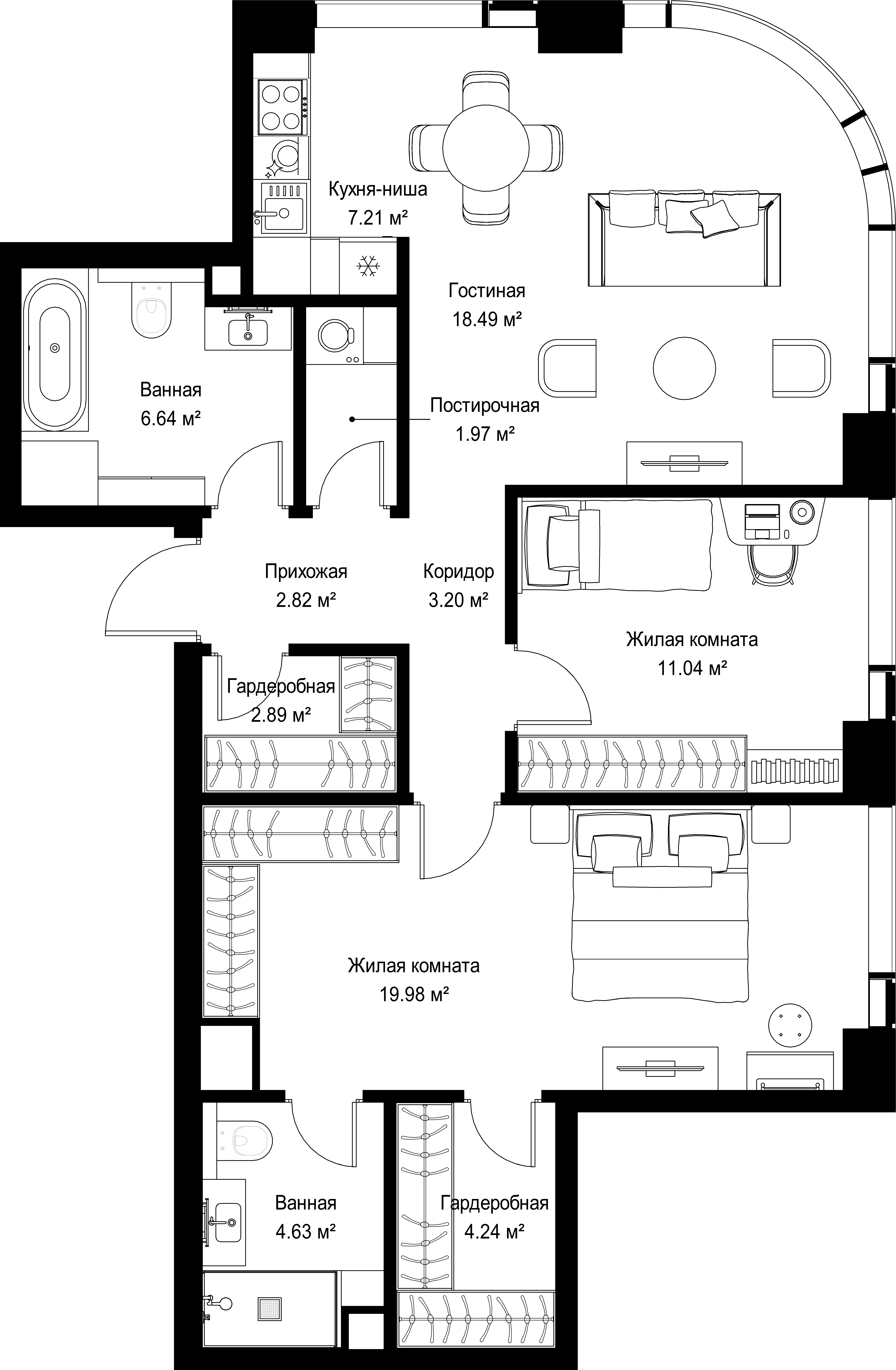 2-комнатная, 83,11 м² — 38 218 133 ₽