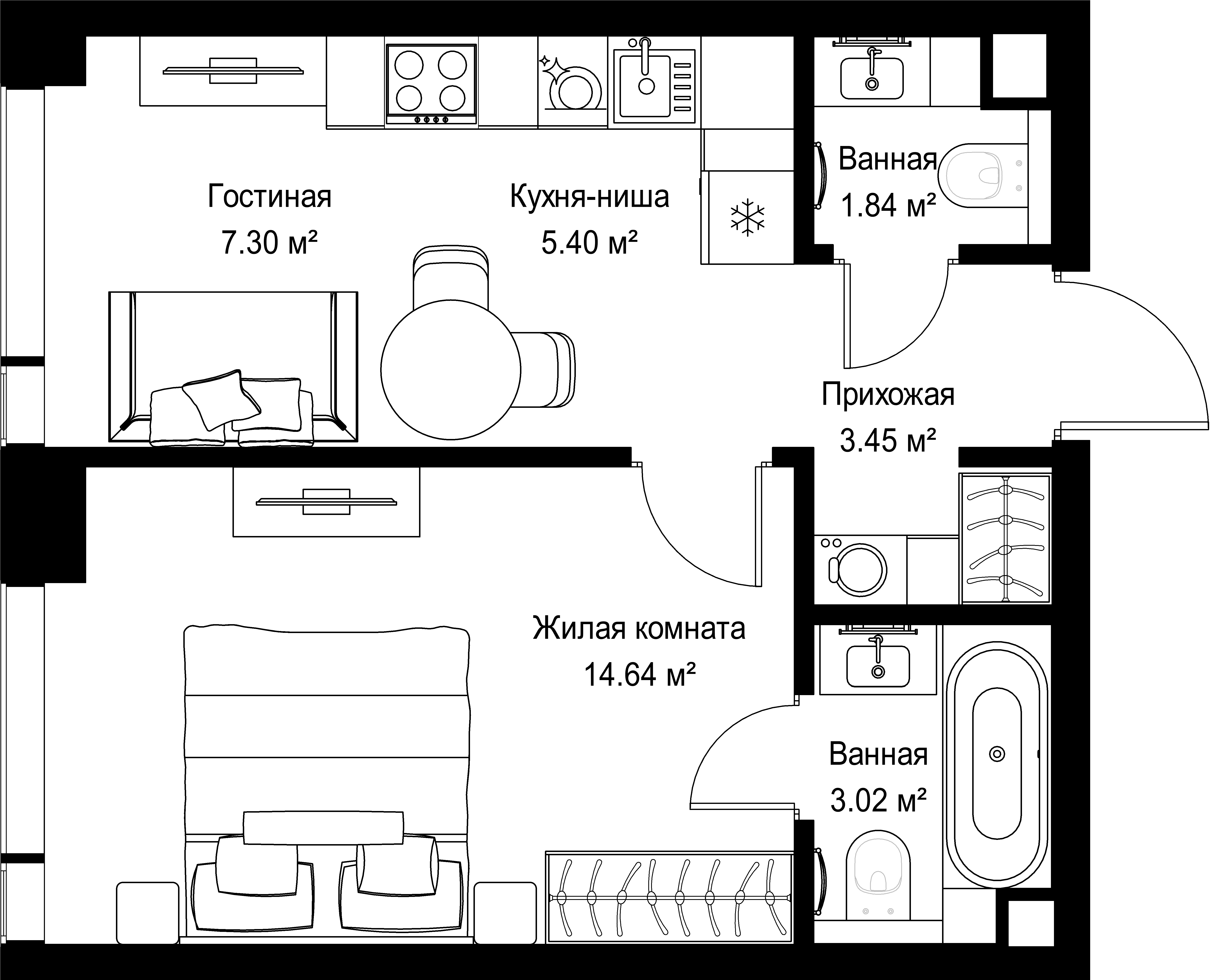 1-комнатная, 35,65 м² — 20 302 675 ₽
