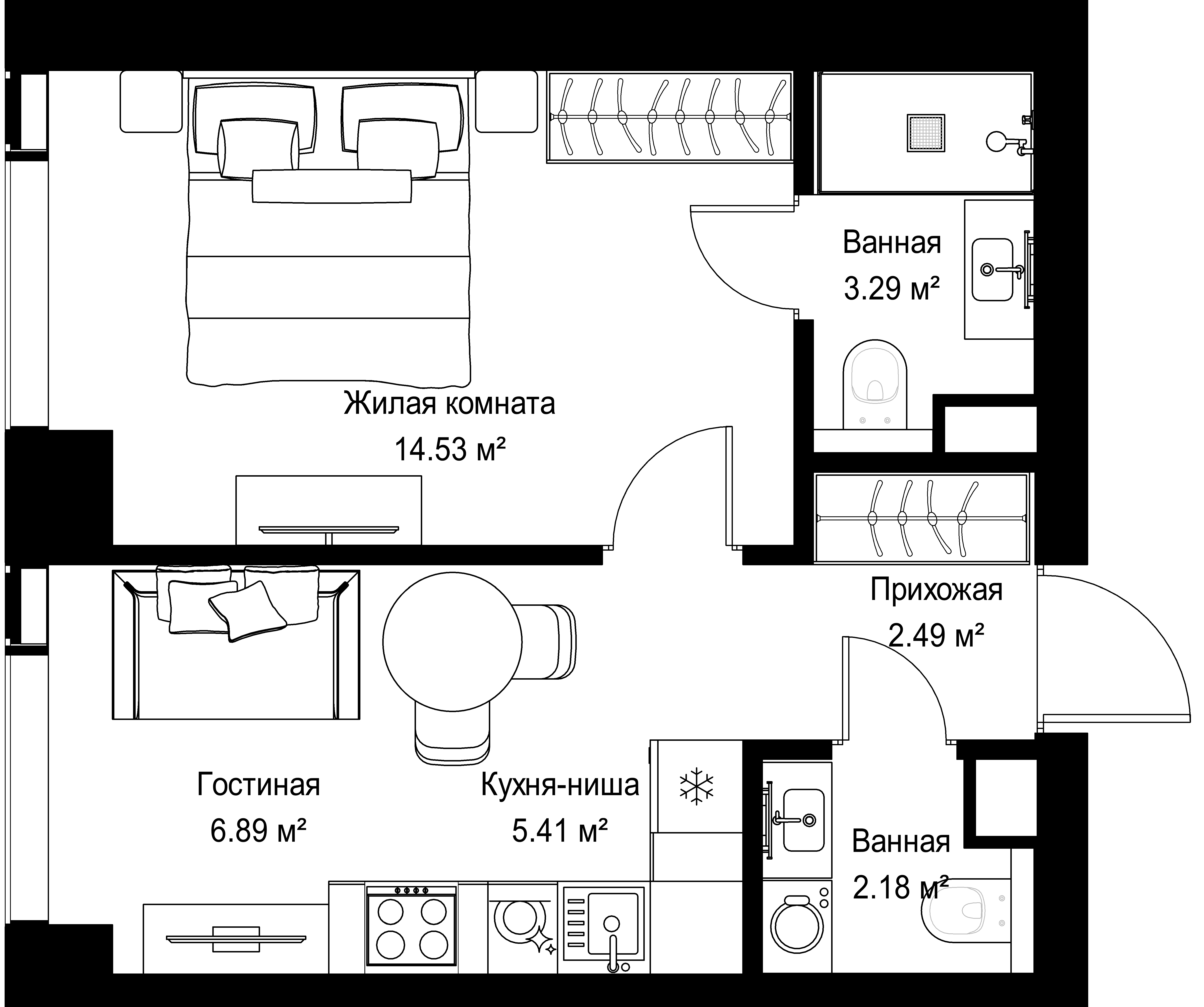 1-комнатная, 34,79 м² — 18 313 456 ₽