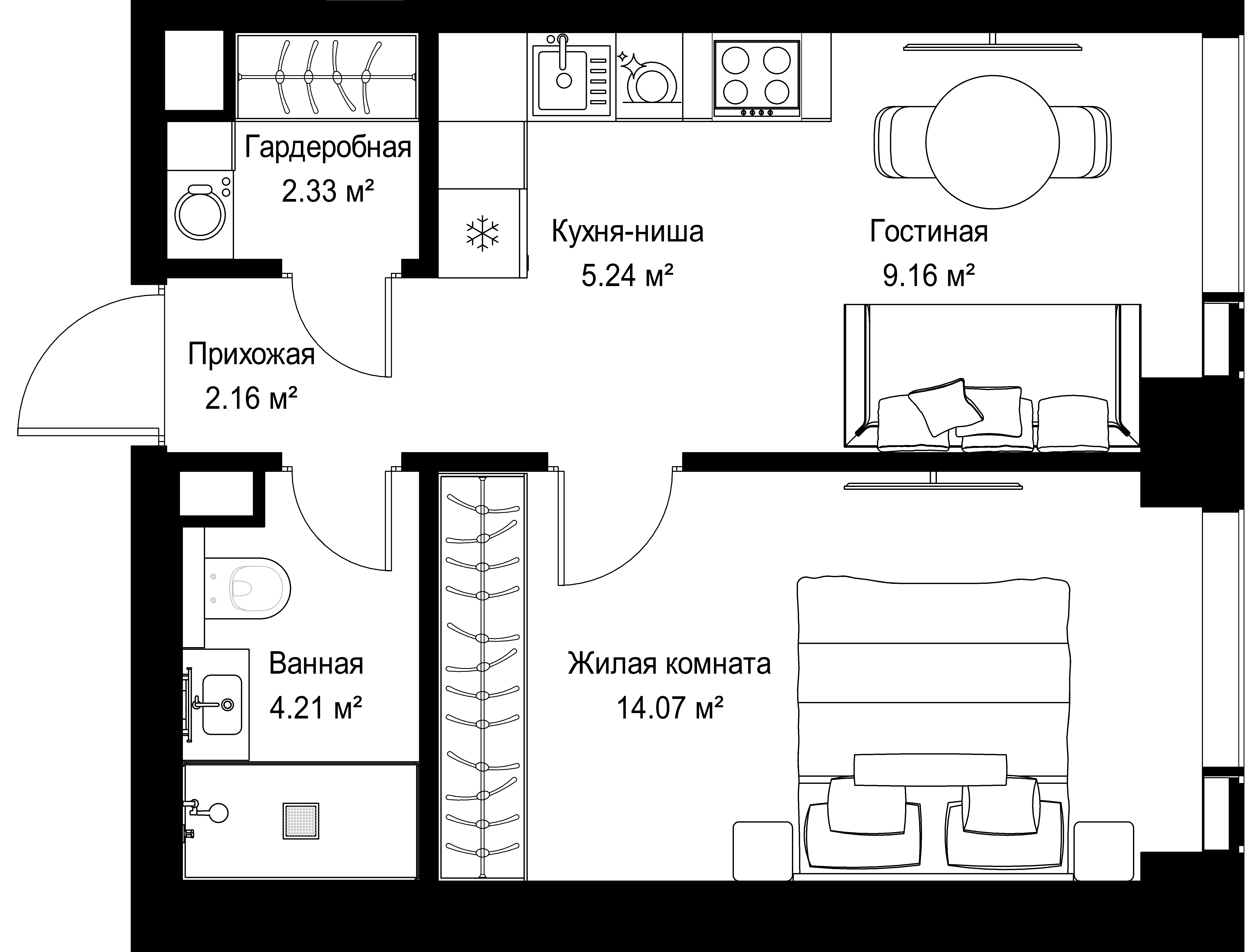 1-комнатная, 37,17 м² — 20 789 181 ₽