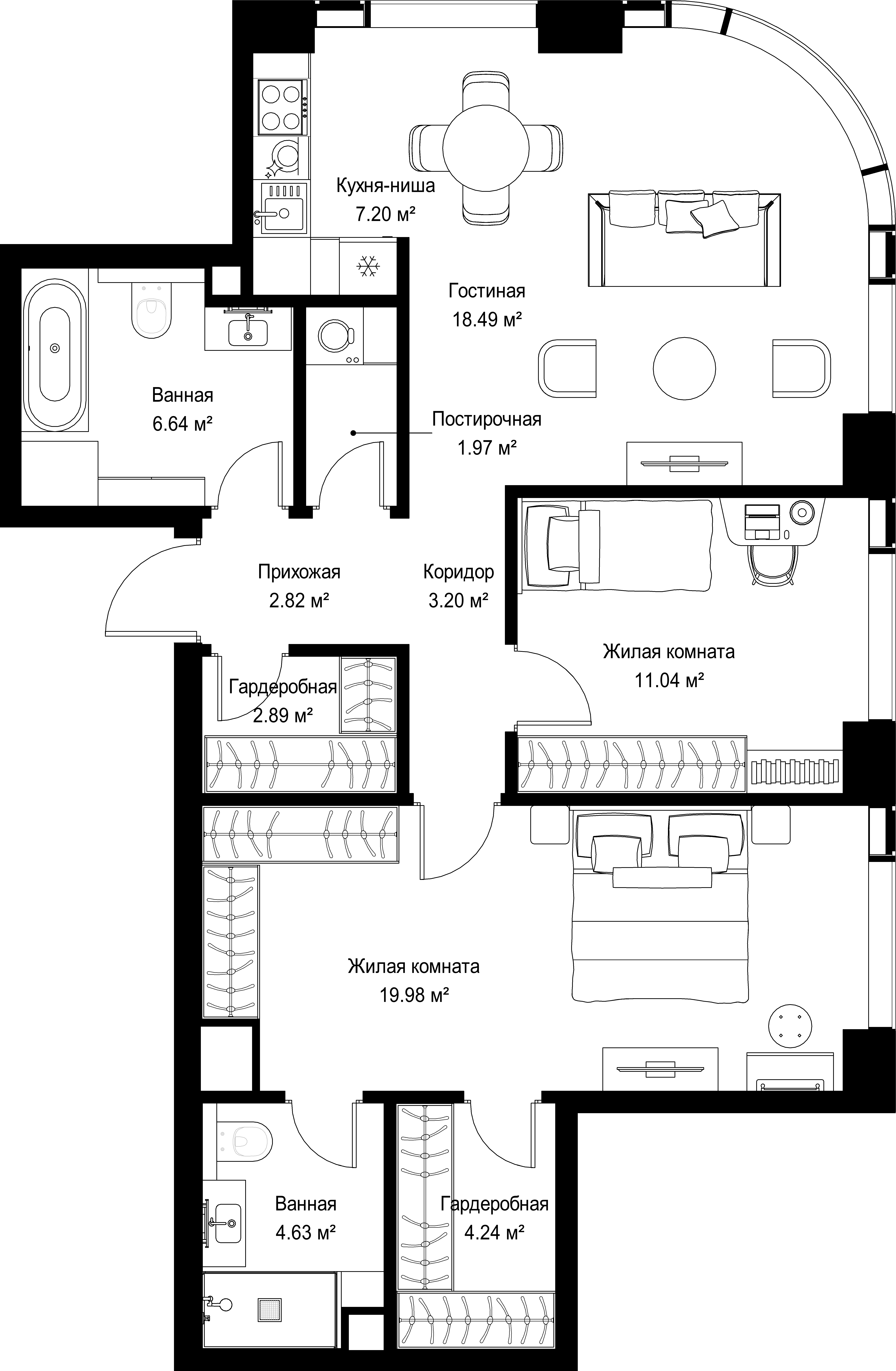 2-комнатная, 83,1 м² — 36 231 600 ₽
