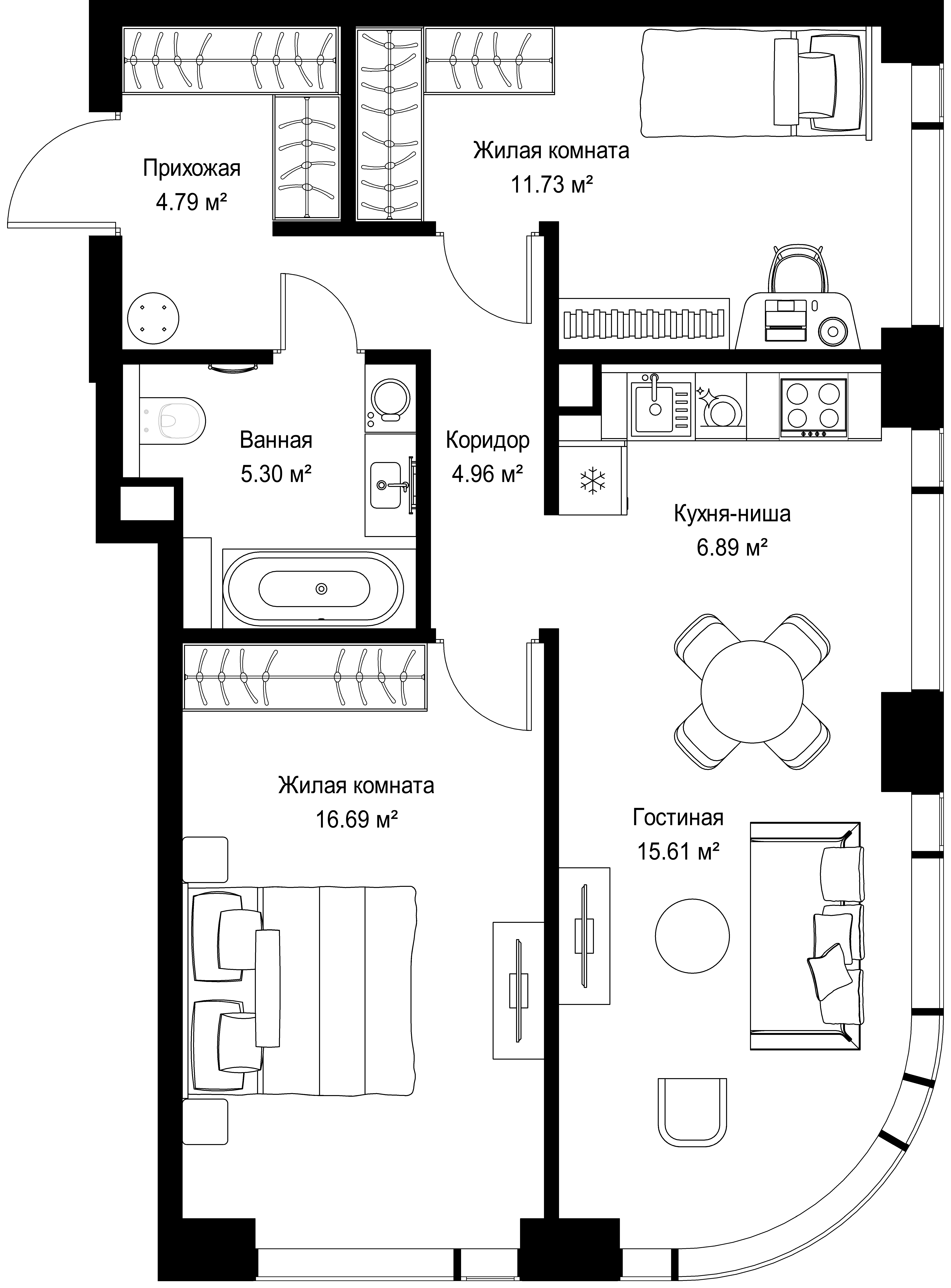 2-комнатная, 65,97 м² — 32 411 061 ₽
