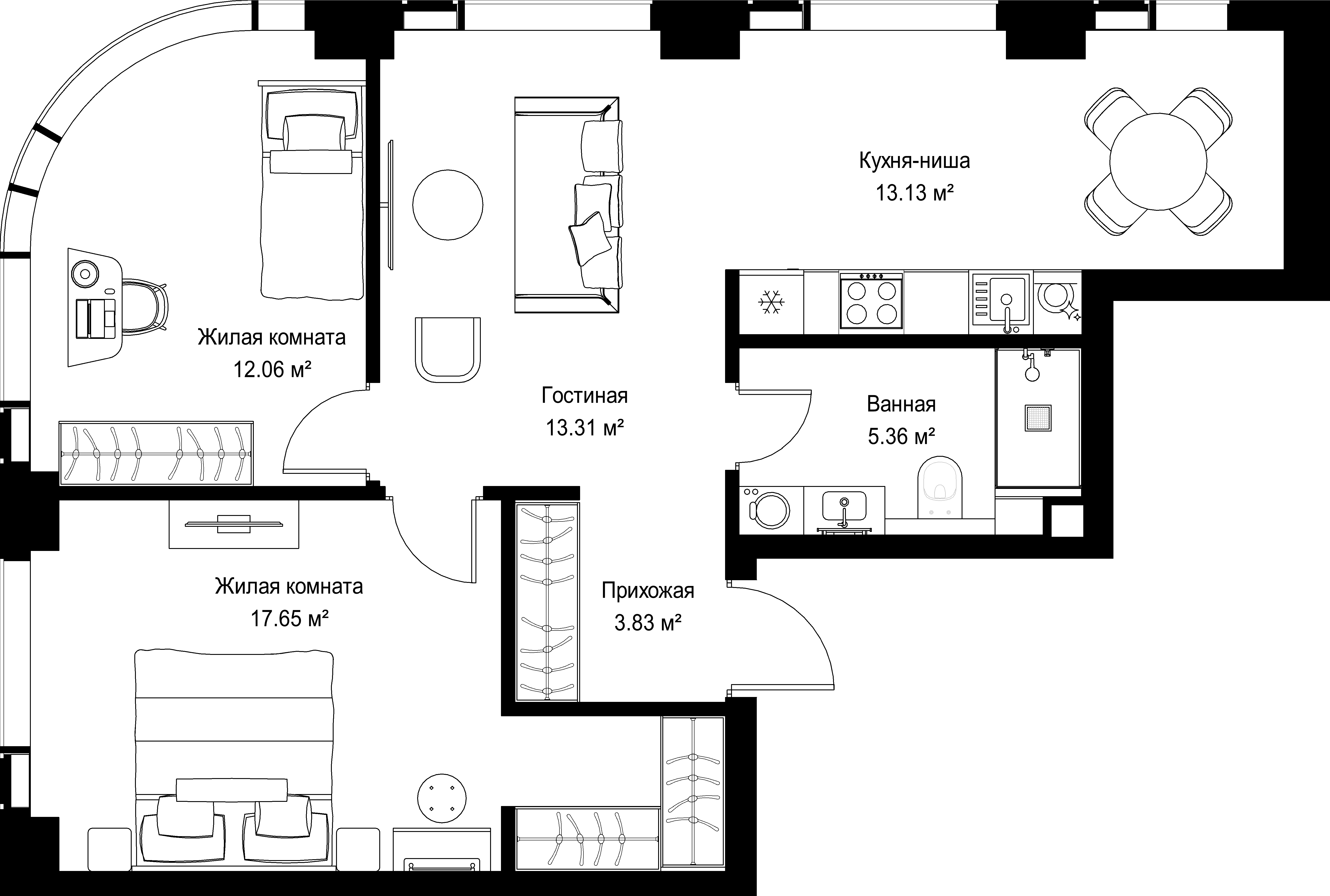 2-комнатная, 65,34 м² — 41 321 016 ₽