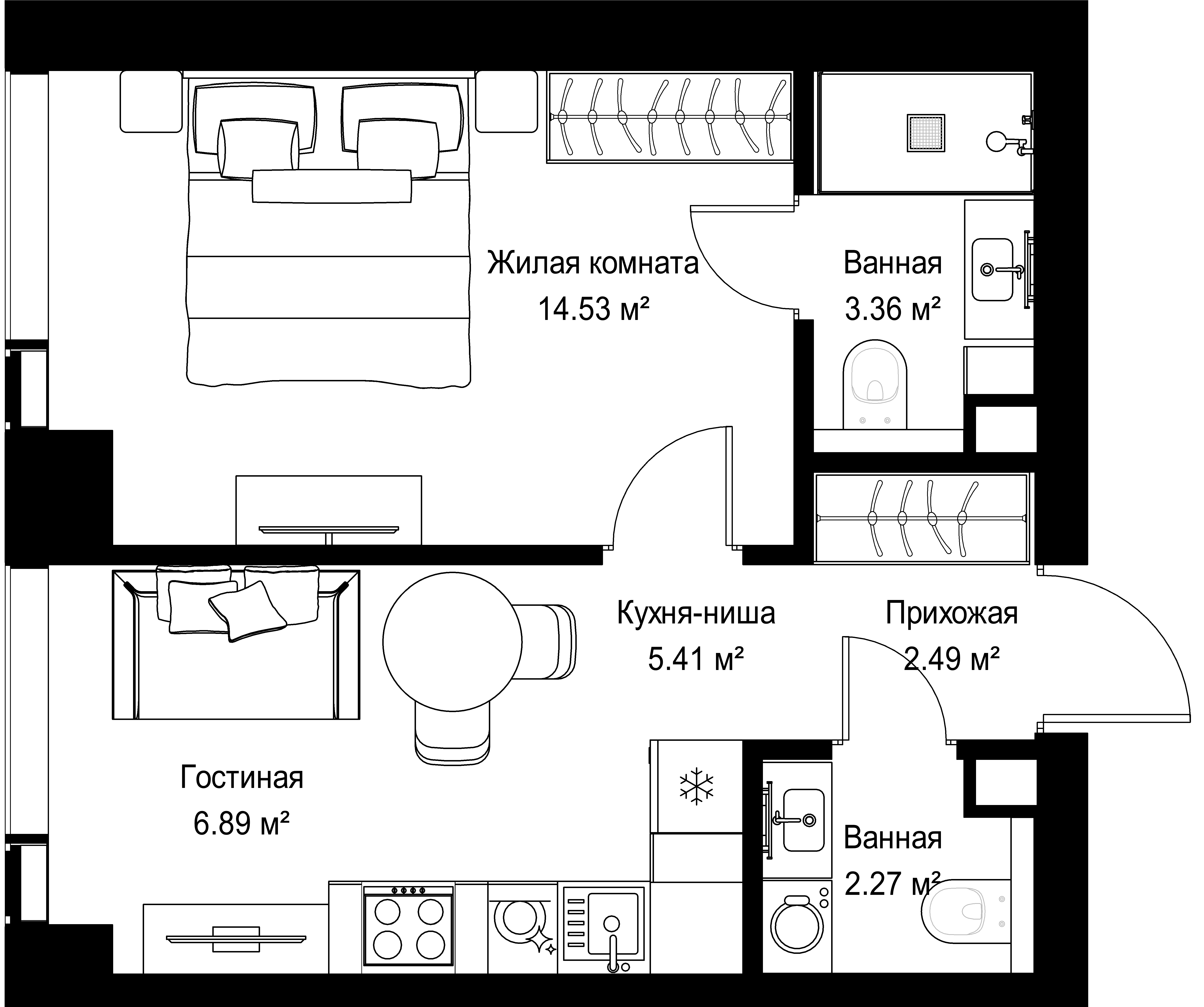 1-комнатная, 34,95 м² — 19 844 610 ₽