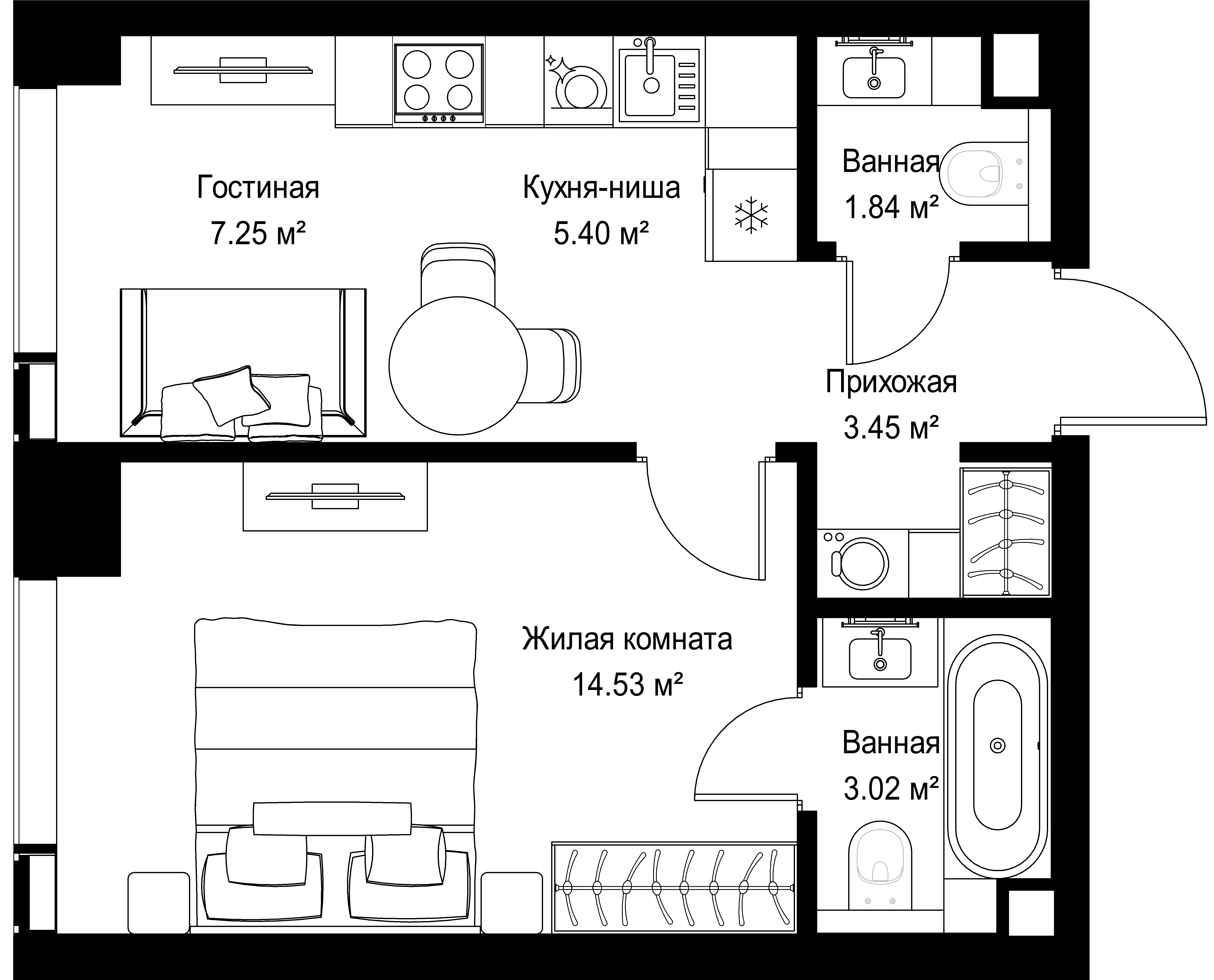 1-комнатная, 35,49 м² — 19 849 557 ₽