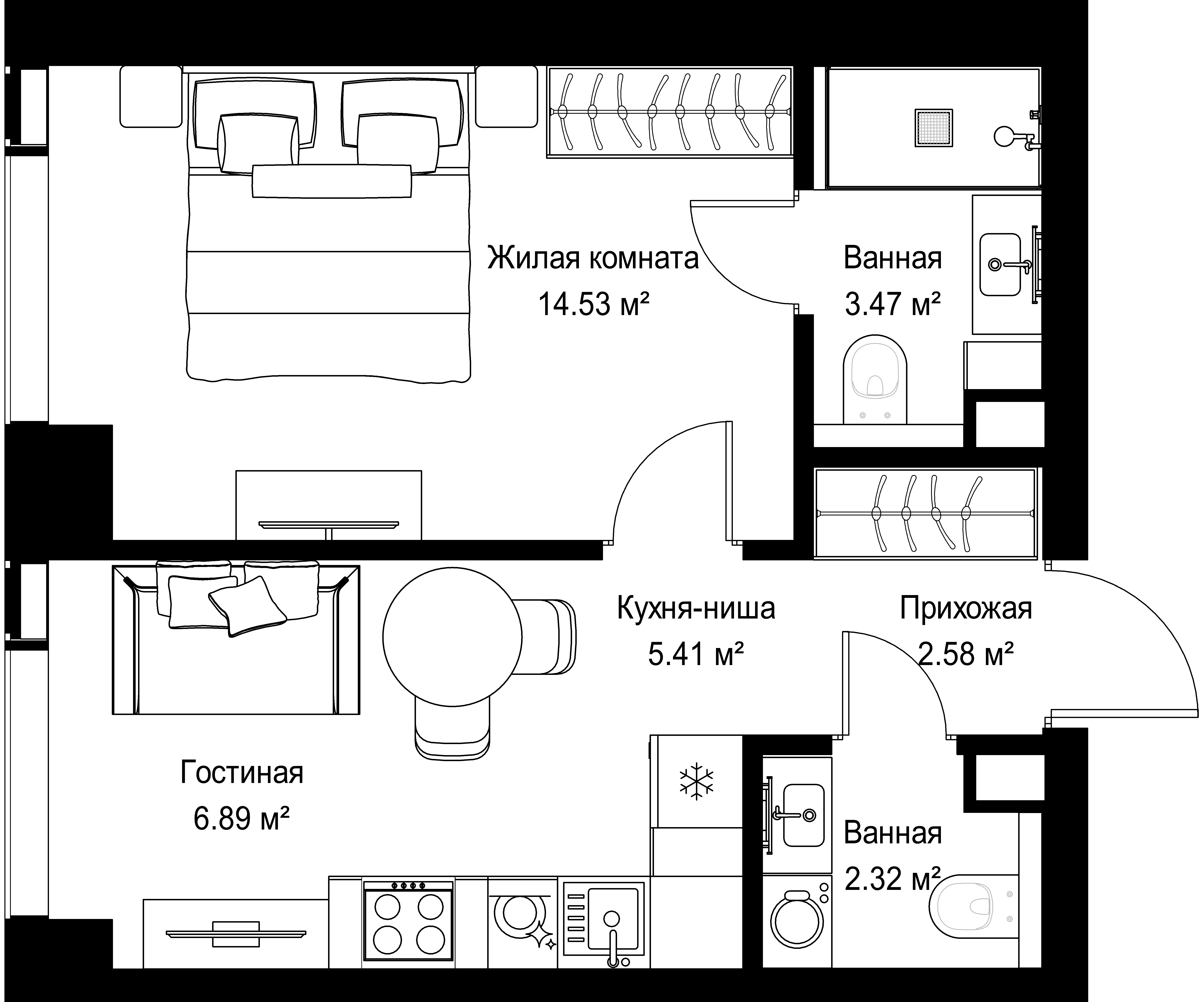 1-комнатная, 35,2 м² — 20 016 480 ₽