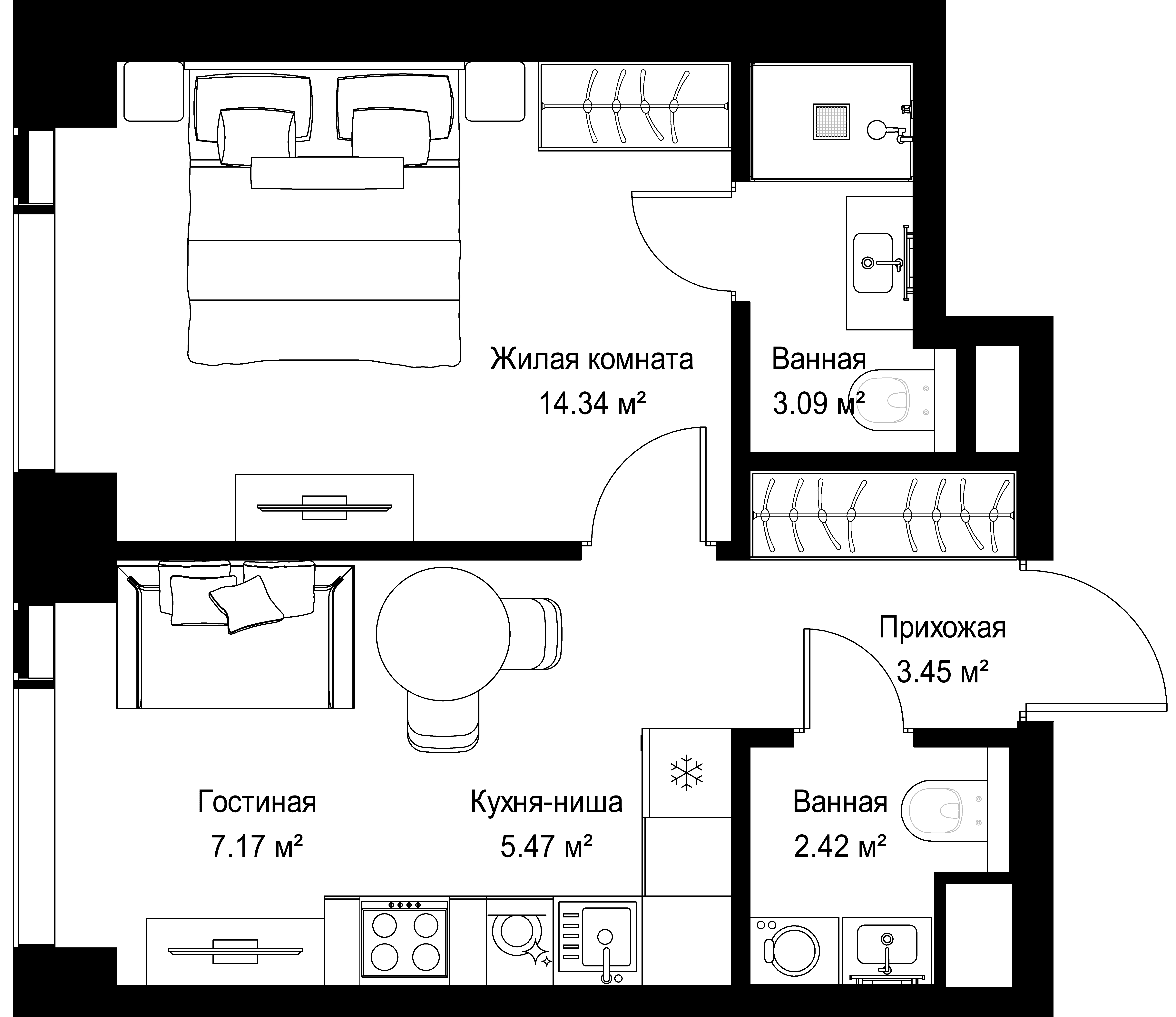 1-комнатная, 35,94 м² — 19 826 301 ₽