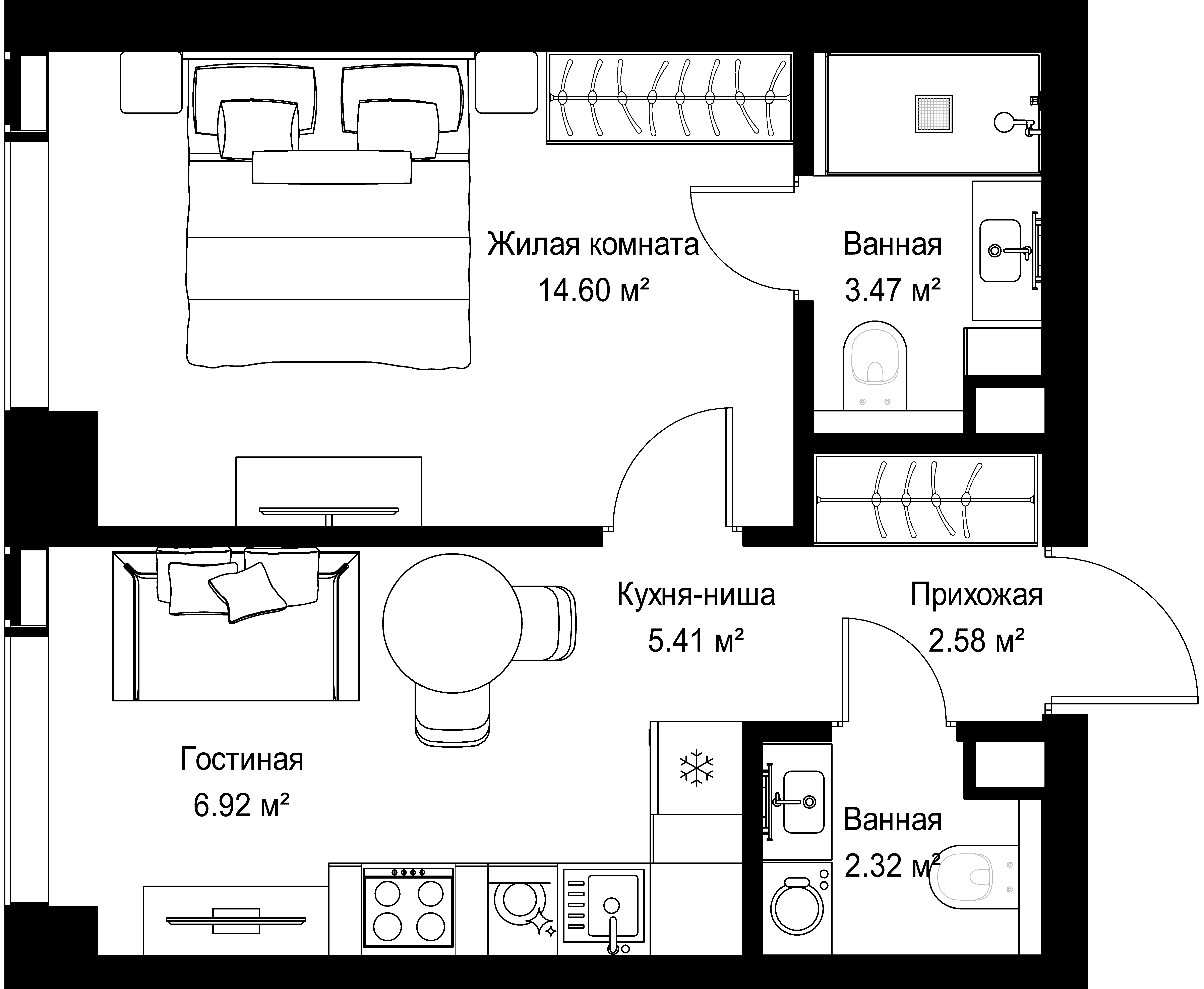 1-комнатная, 35,3 м² — 20 103 350 ₽