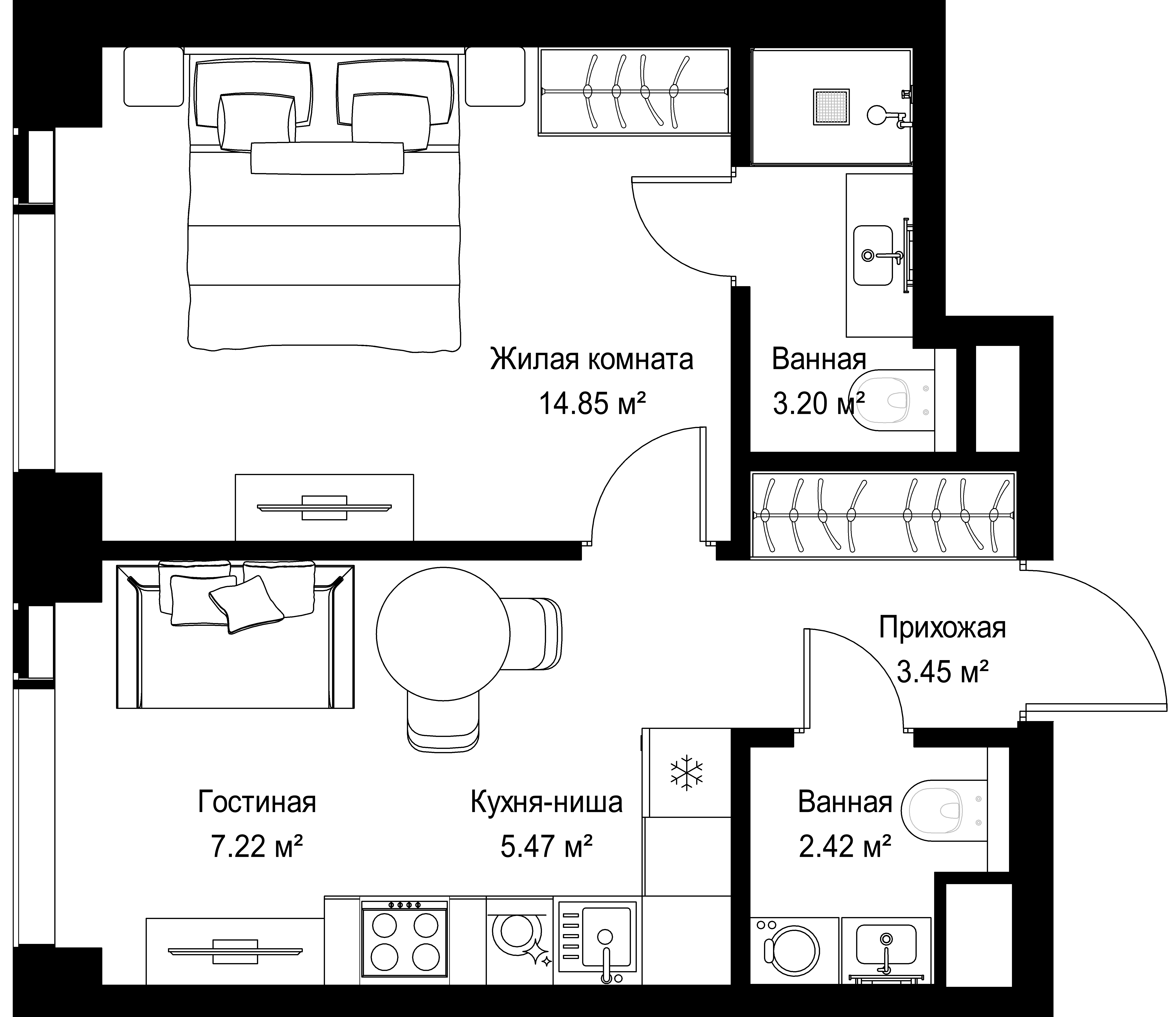 1-комнатная, 36,61 м² — 20 227 025 ₽