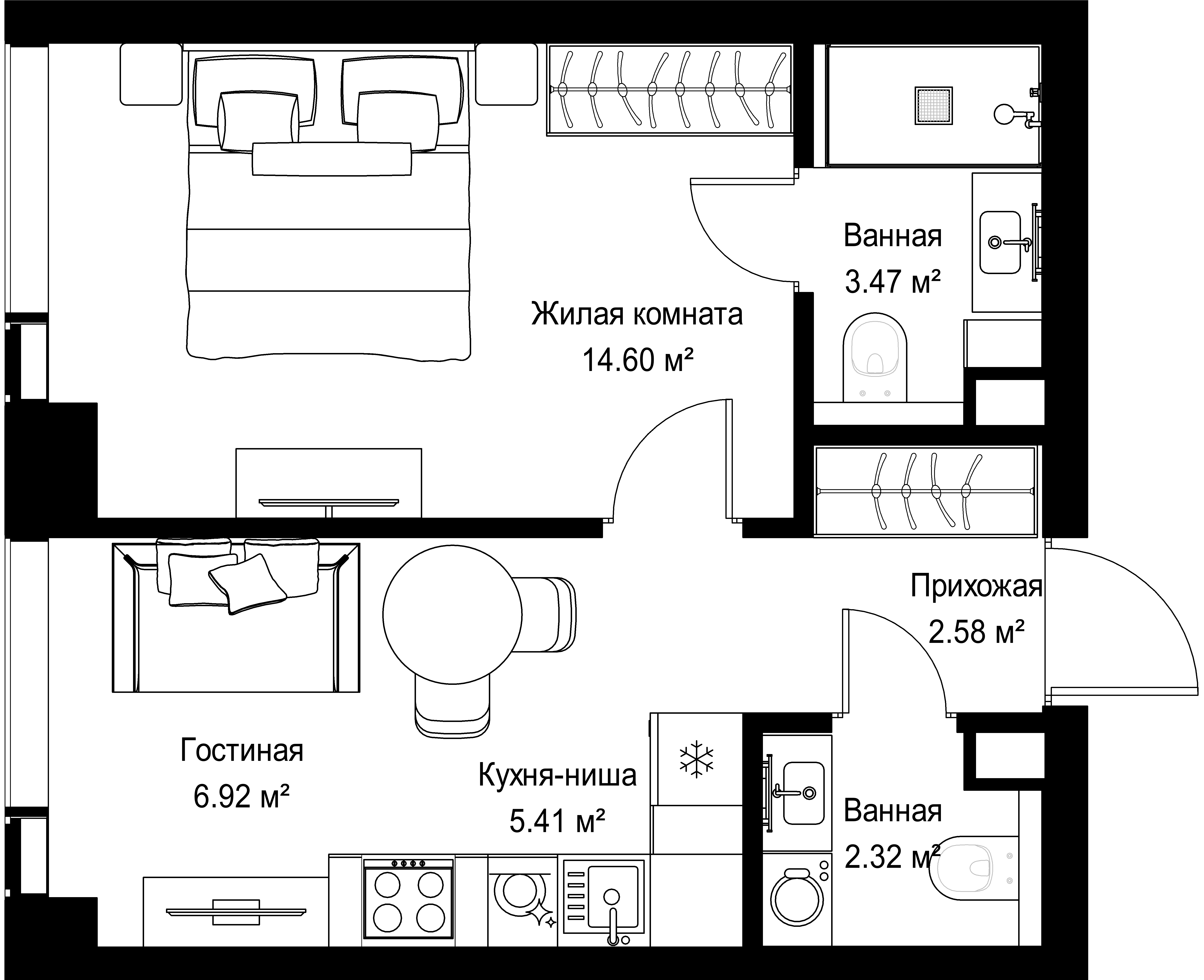 1-комнатная, 35,3 м² — 20 133 355 ₽