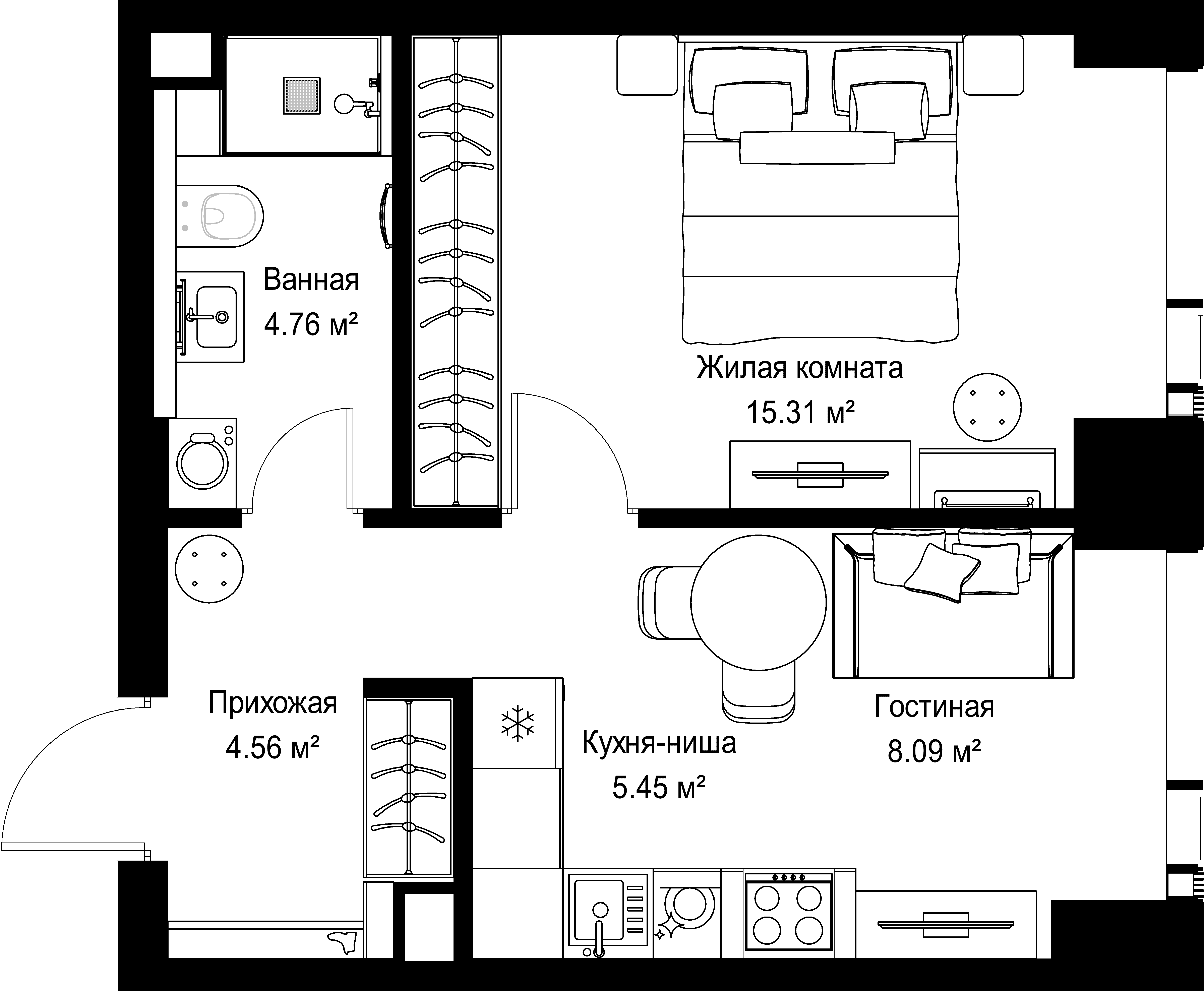 1-комнатная, 38,17 м² — 20 375 146 ₽