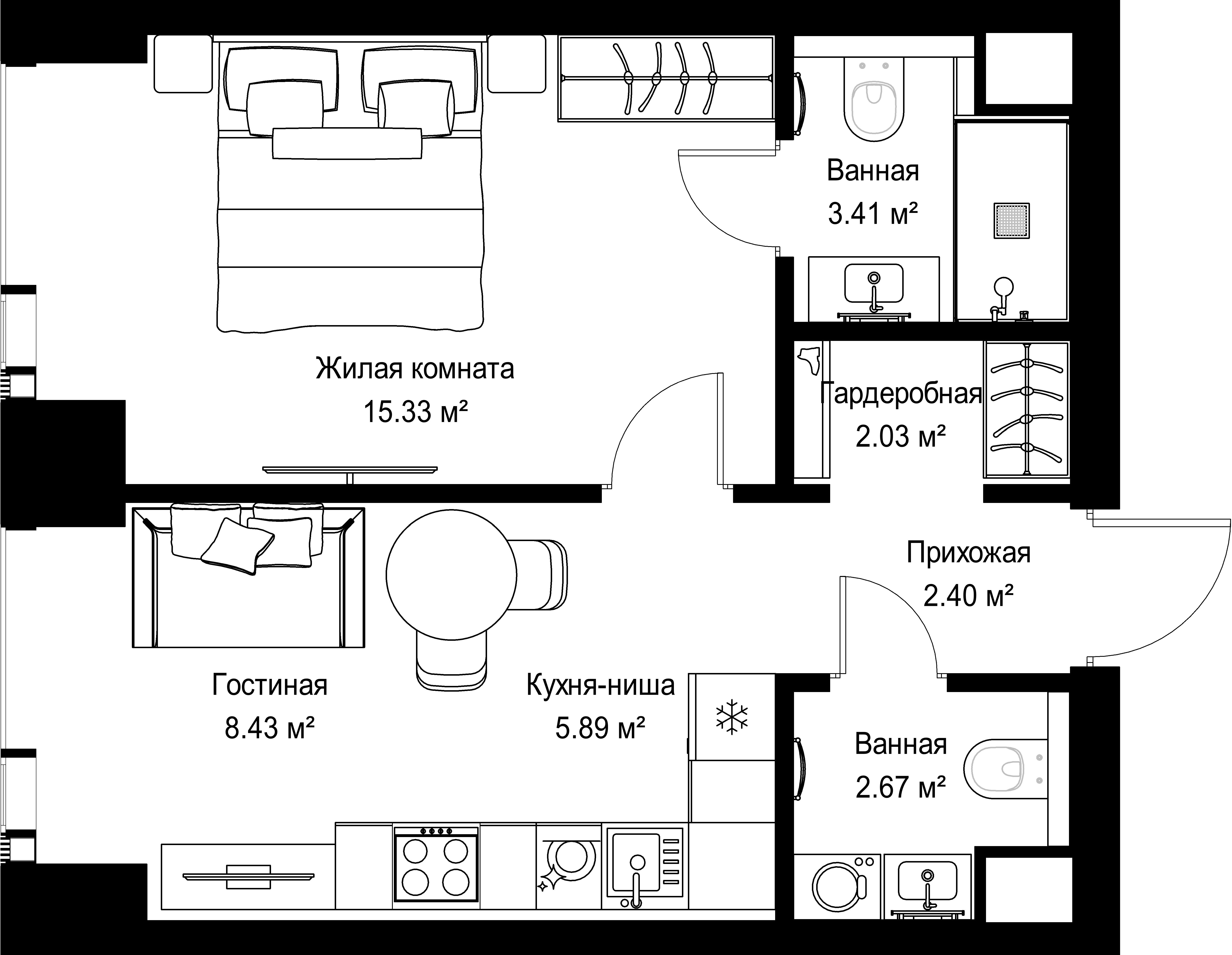 1-комнатная, 40,16 м² — 21 130 184 ₽