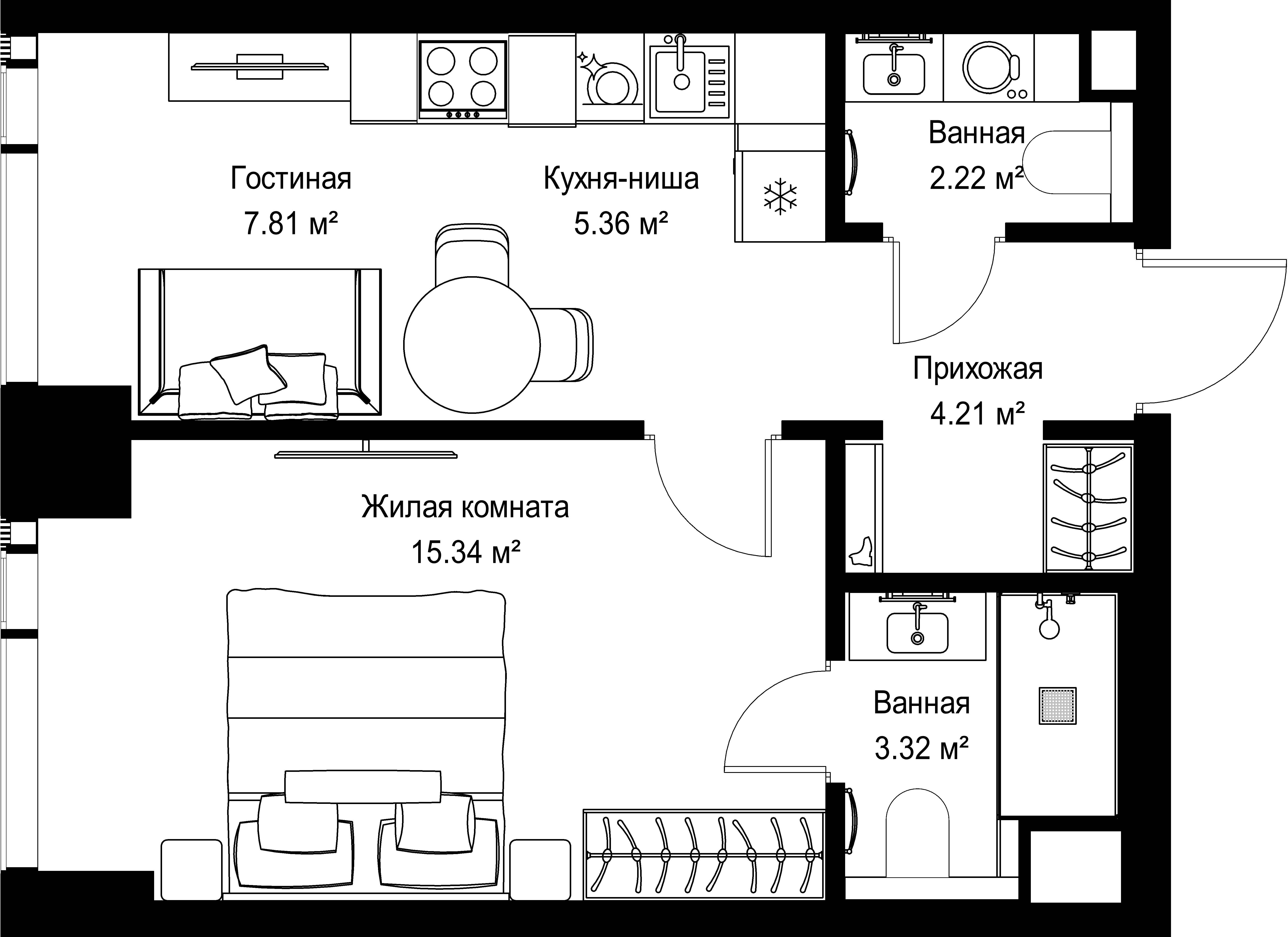 1-комнатная, 38,26 м² — 20 683 356 ₽