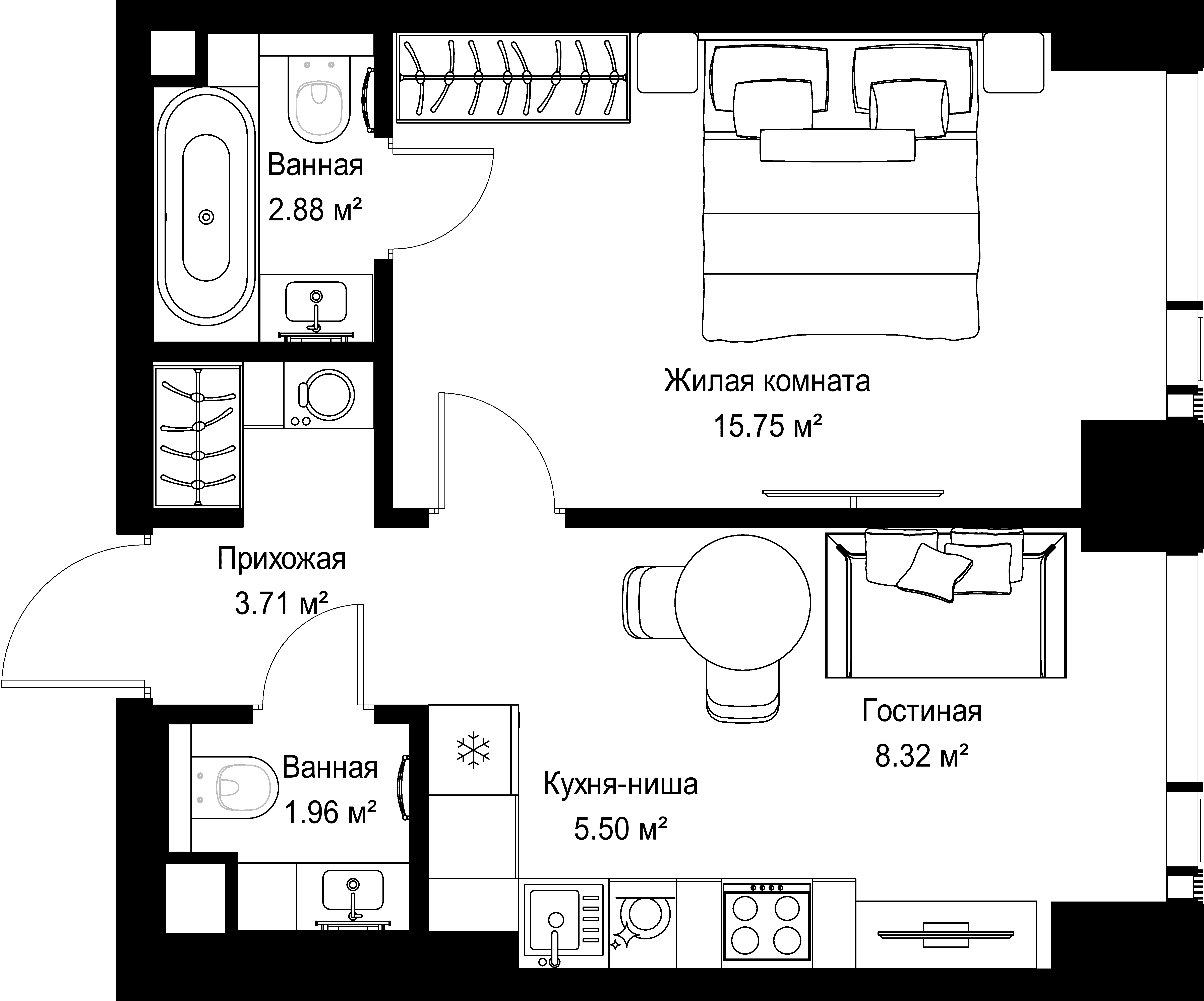 1-комнатная, 38,12 м² — 20 575 270 ₽