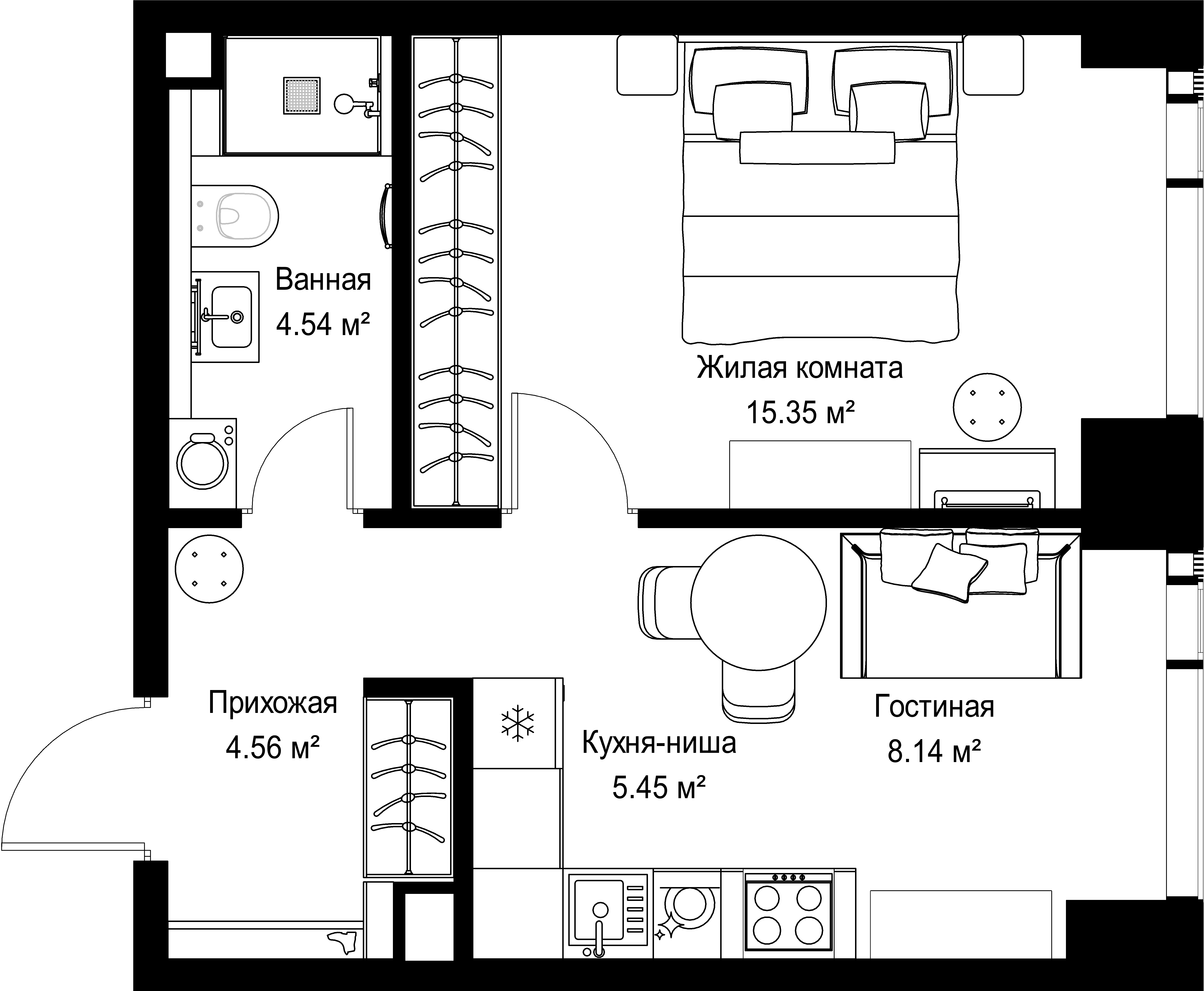 1-комнатная, 38,04 м² — 20 564 424 ₽