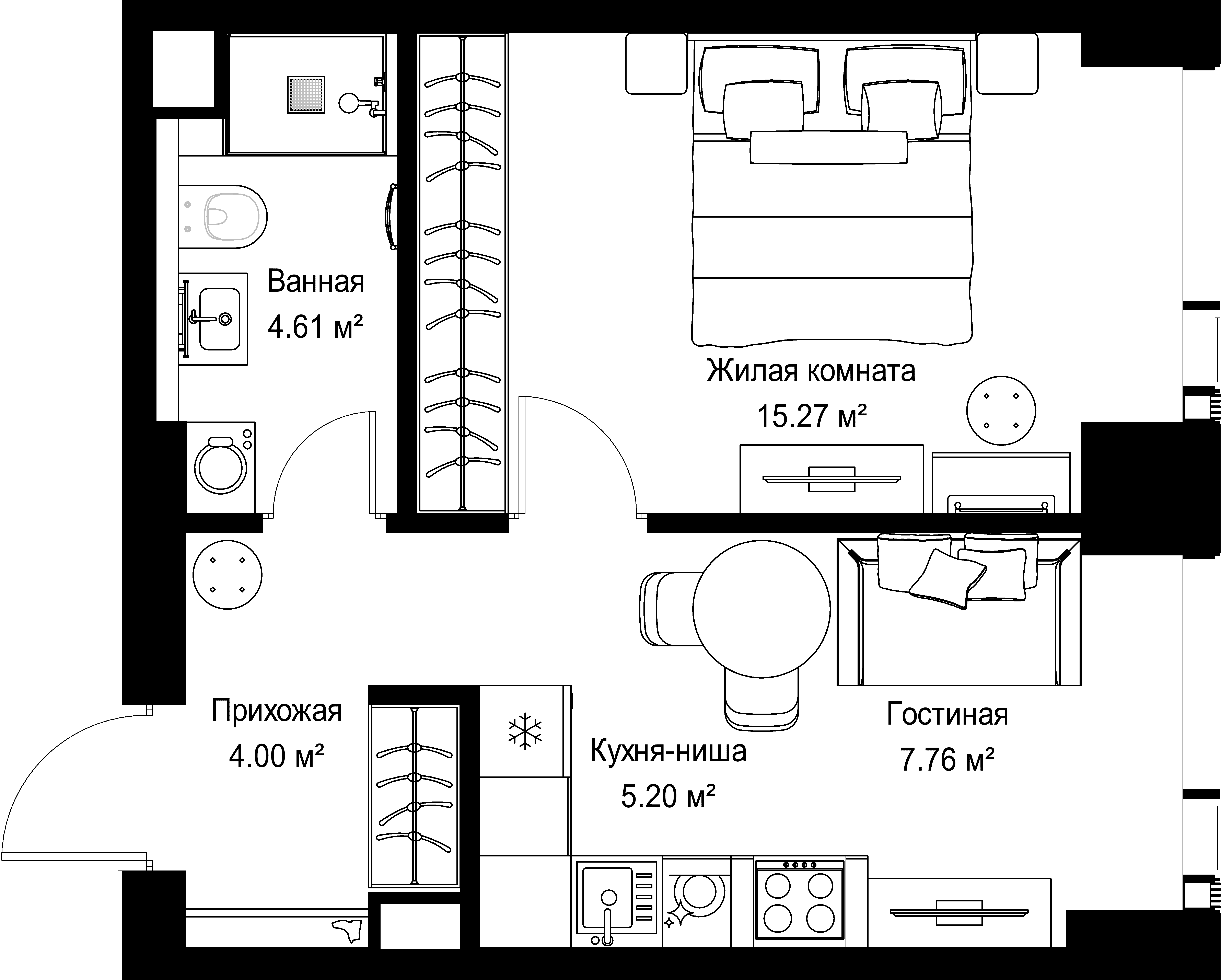 1-комнатная, 36,84 м² — 19 352 052 ₽