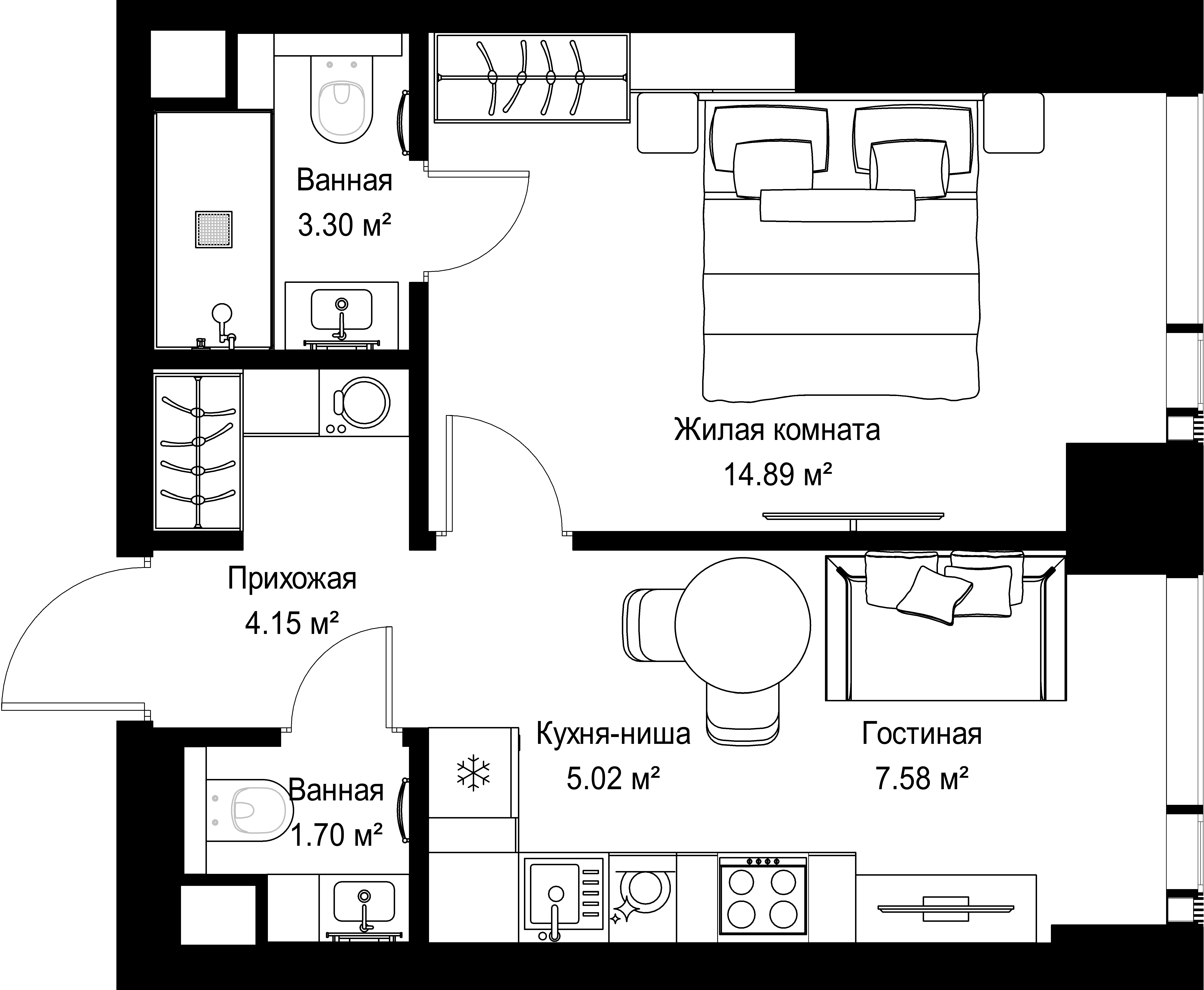 1-комнатная, 36,64 м² — 19 246 992 ₽