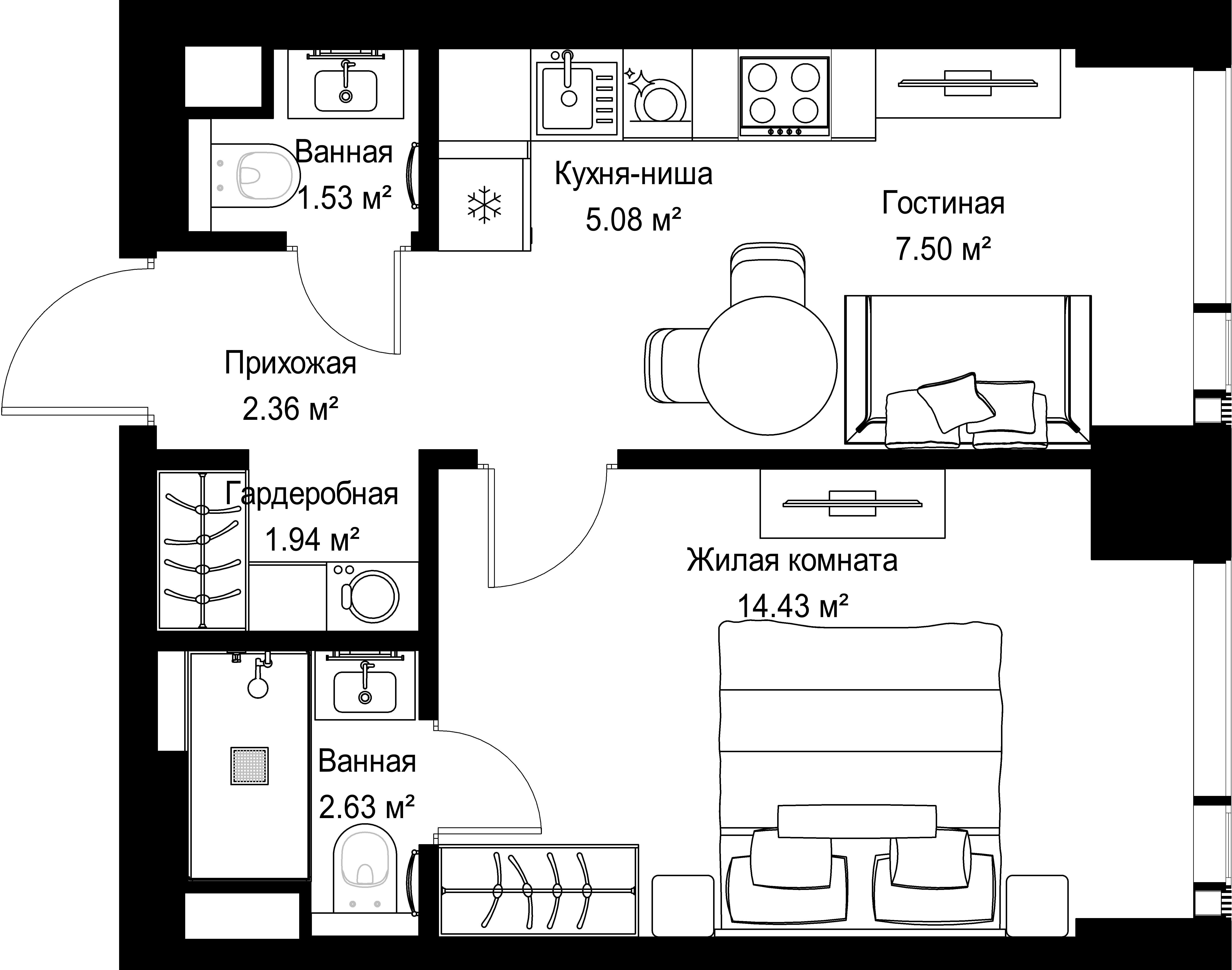 1-комнатная, 35,47 м² — 18 481 643 ₽