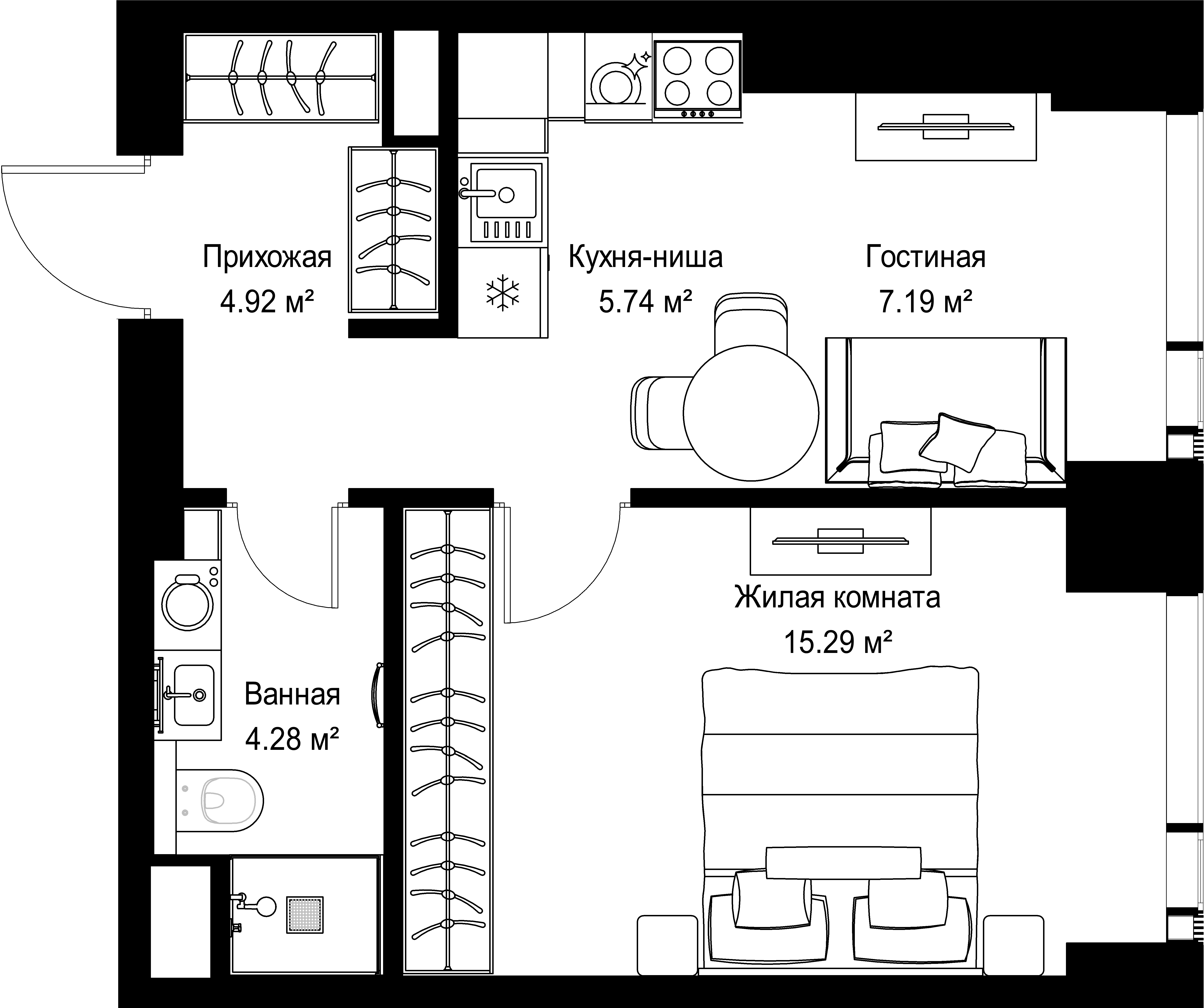 1-комнатная, 37,42 м² — 19 338 656 ₽