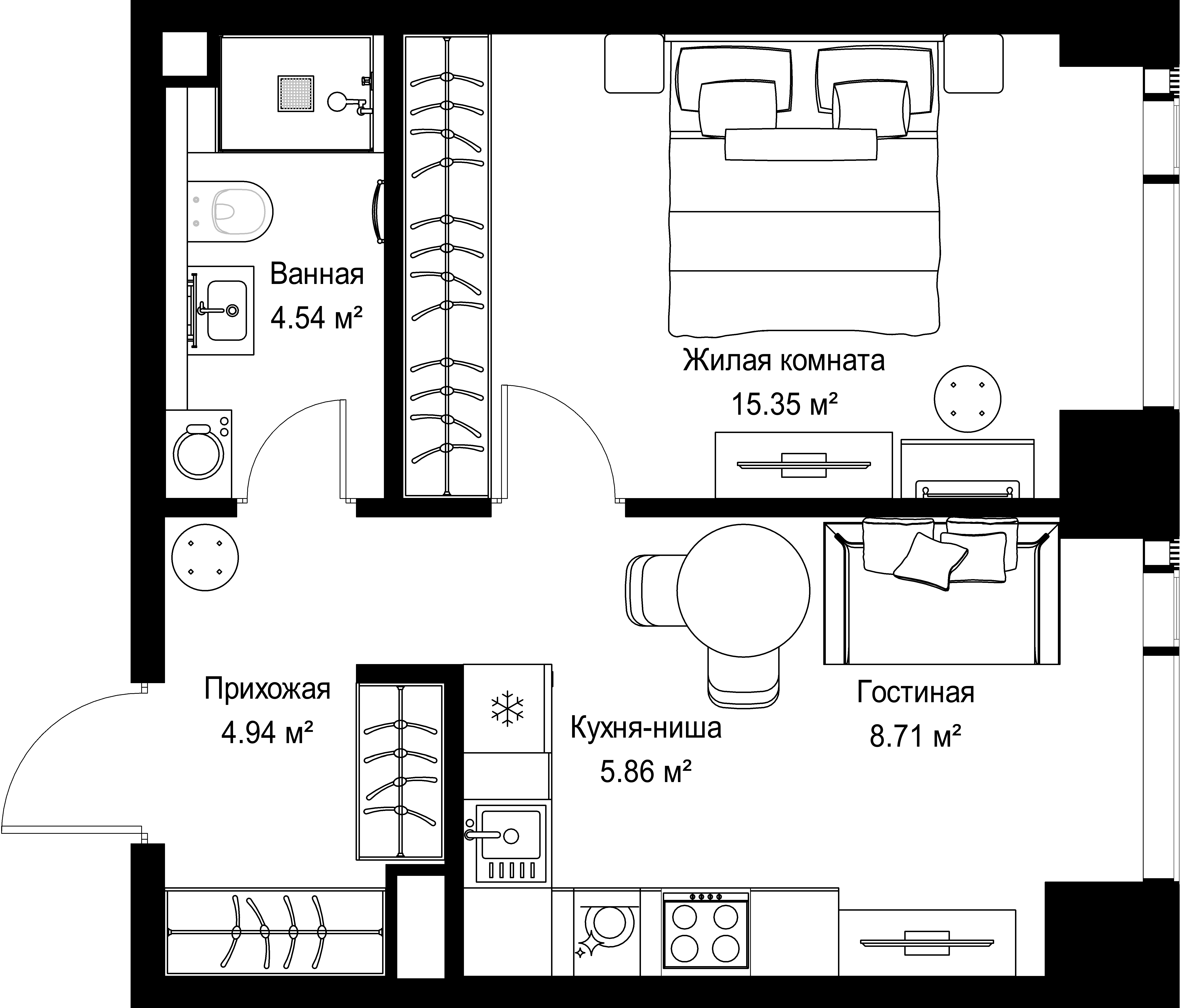 1-комнатная, 39,4 м² — 21 165 680 ₽