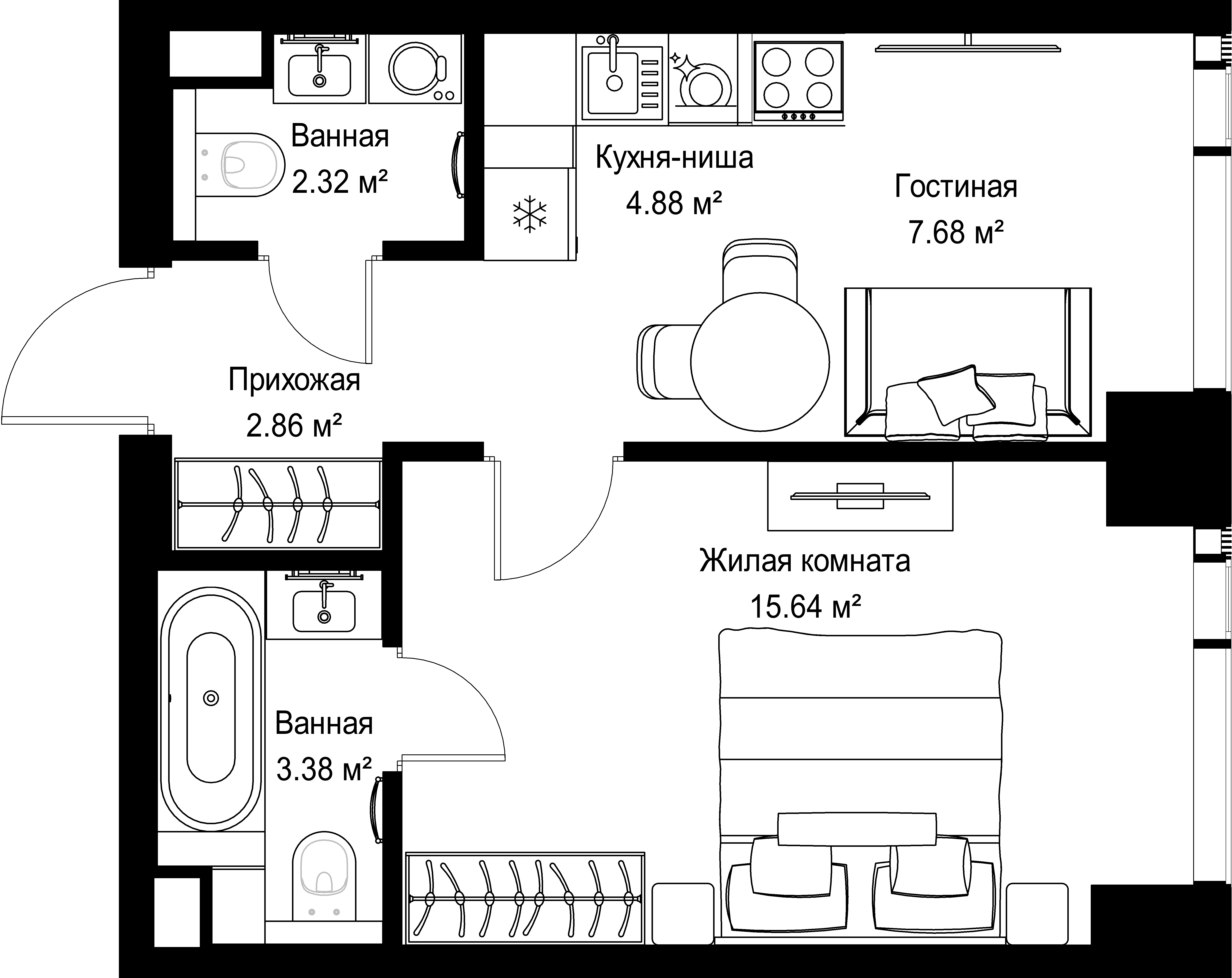 1-комнатная, 36,76 м² — 20 684 852 ₽