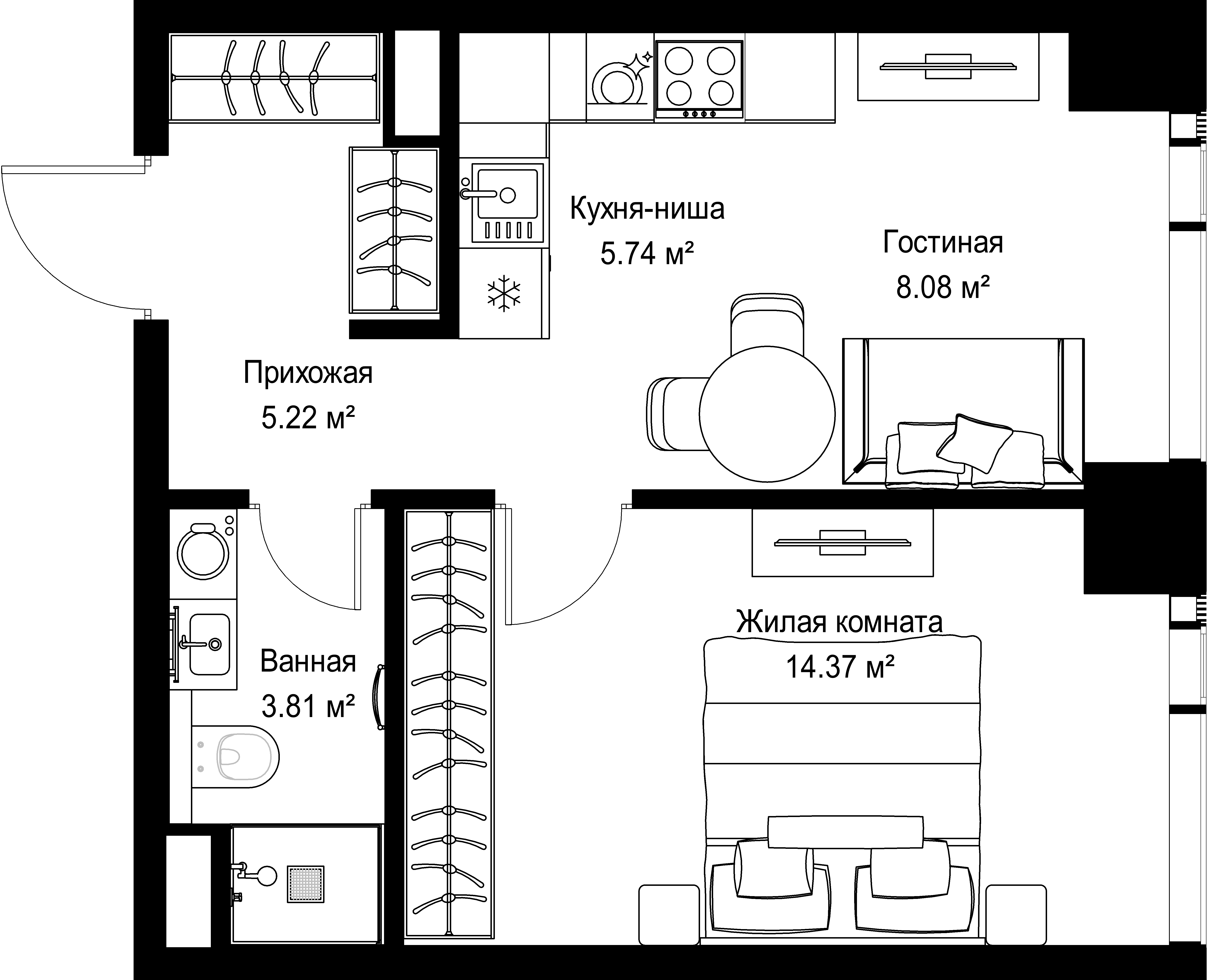 1-комнатная, 37,22 м² — 19 994 584 ₽