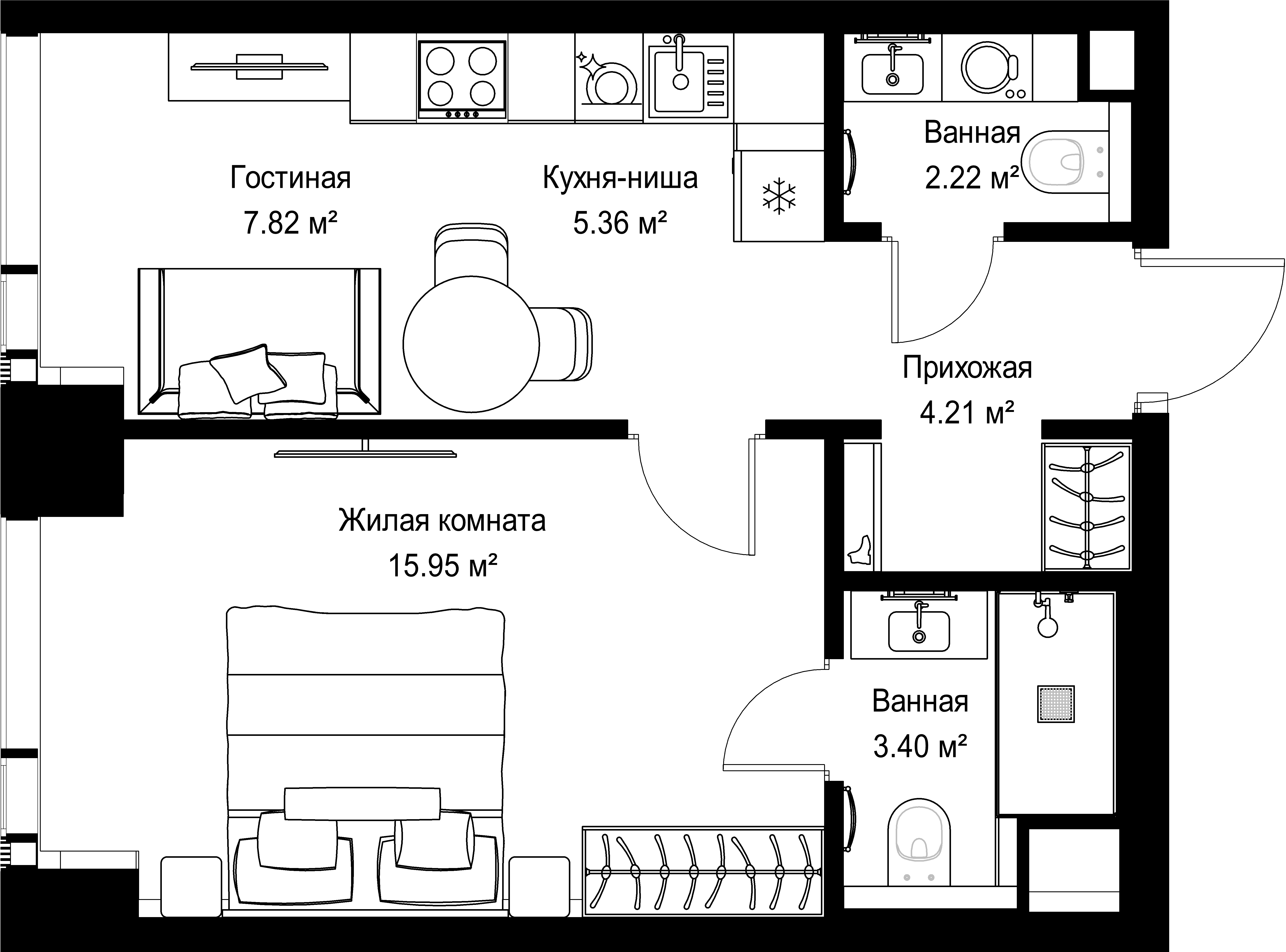 1-комнатная, 38,96 м² — 21 128 008 ₽