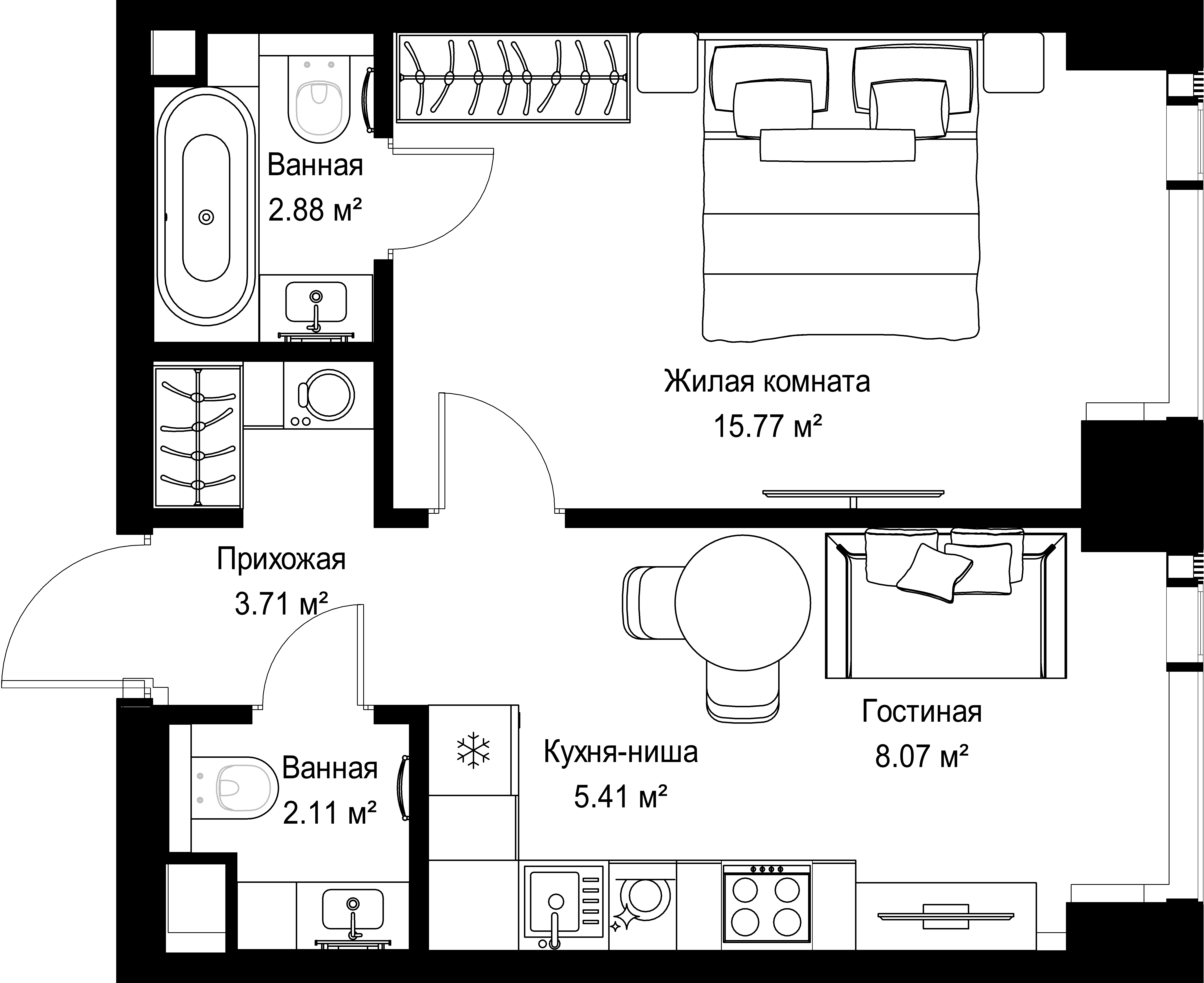 1-комнатная, 37,95 м² — 20 741 572 ₽