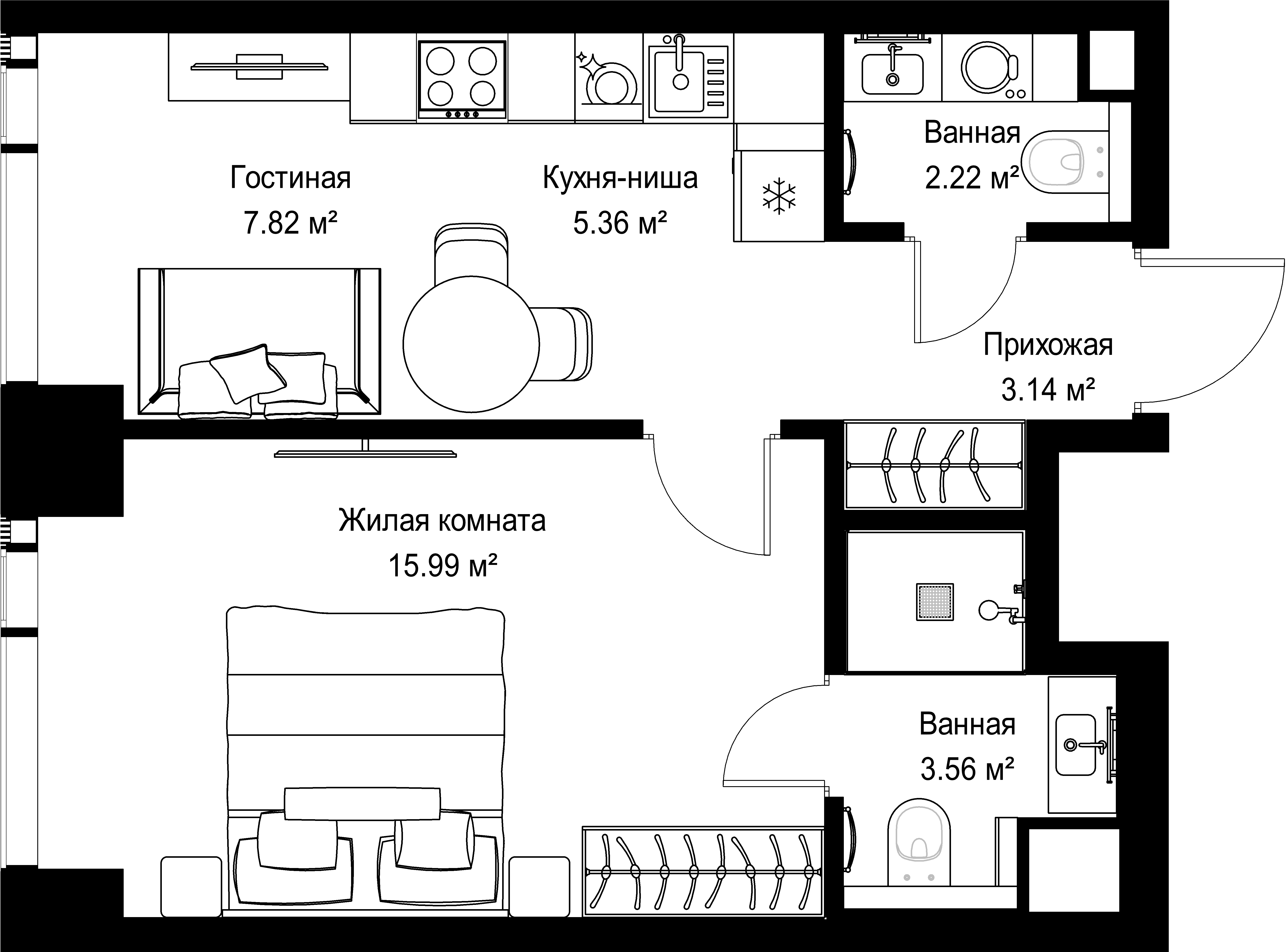 1-комнатная, 38,09 м² — 20 882 842 ₽