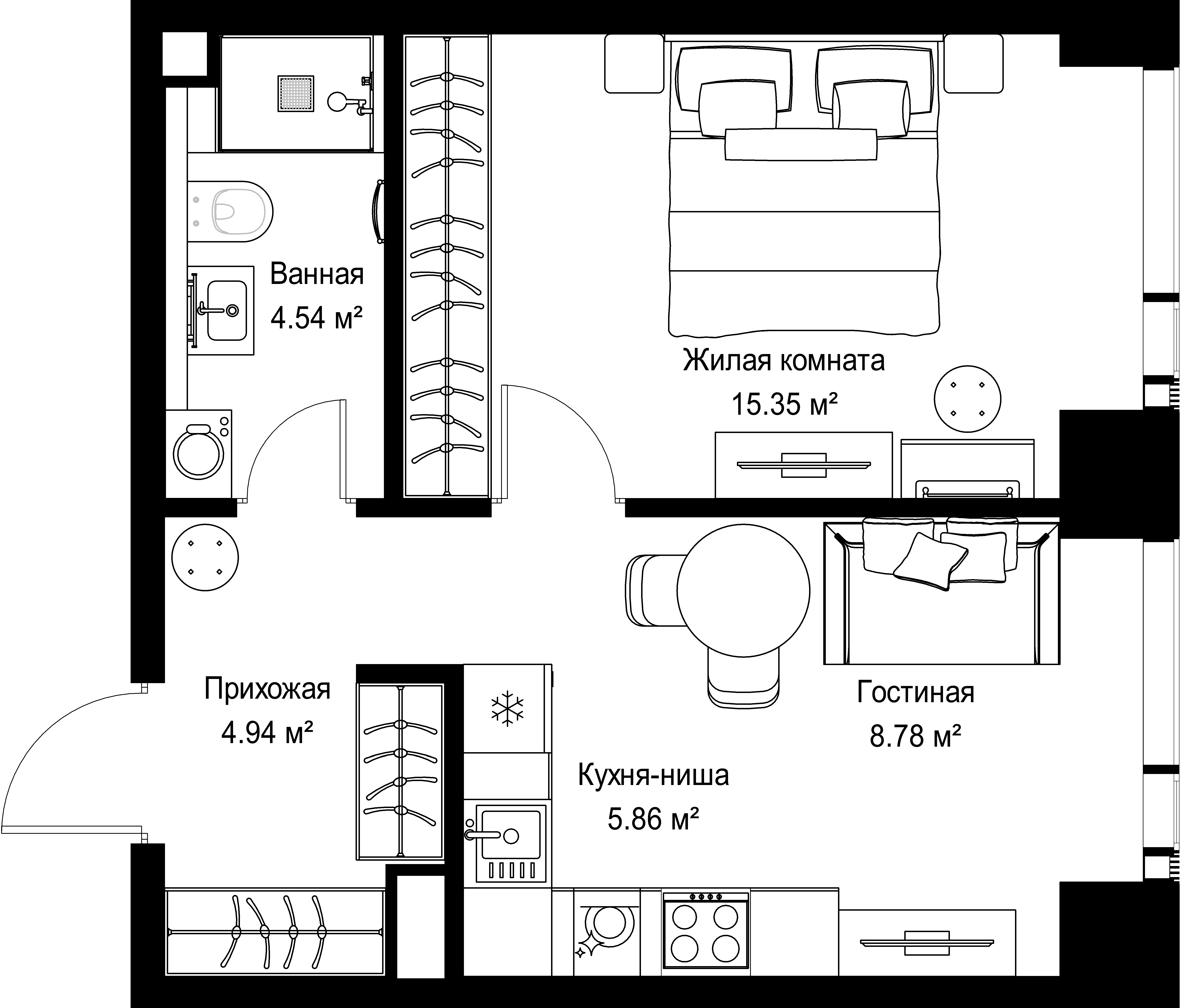1-комнатная, 39,47 м² — 21 303 932 ₽