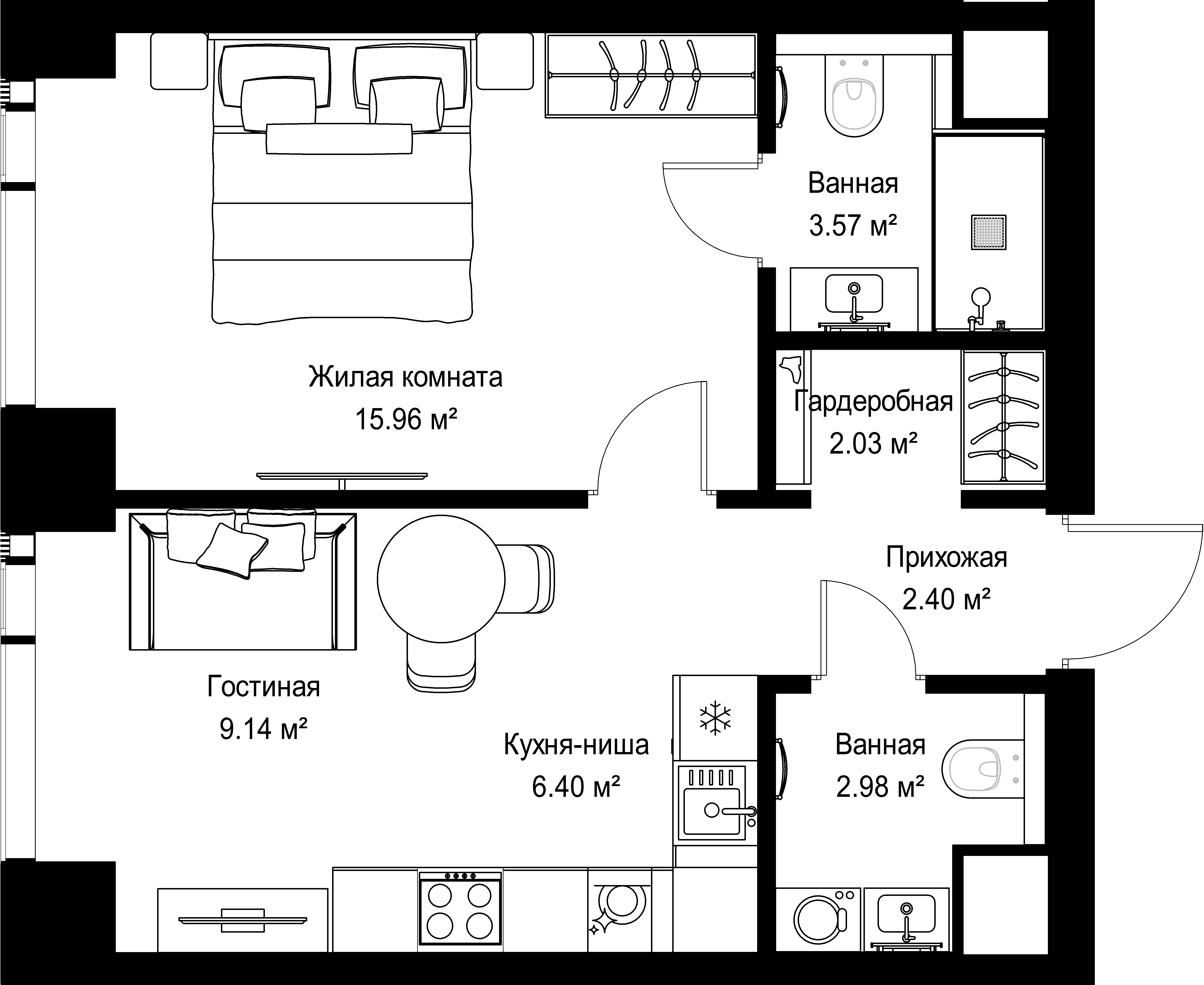 1-комнатная, 42,48 м² — 22 603 608 ₽