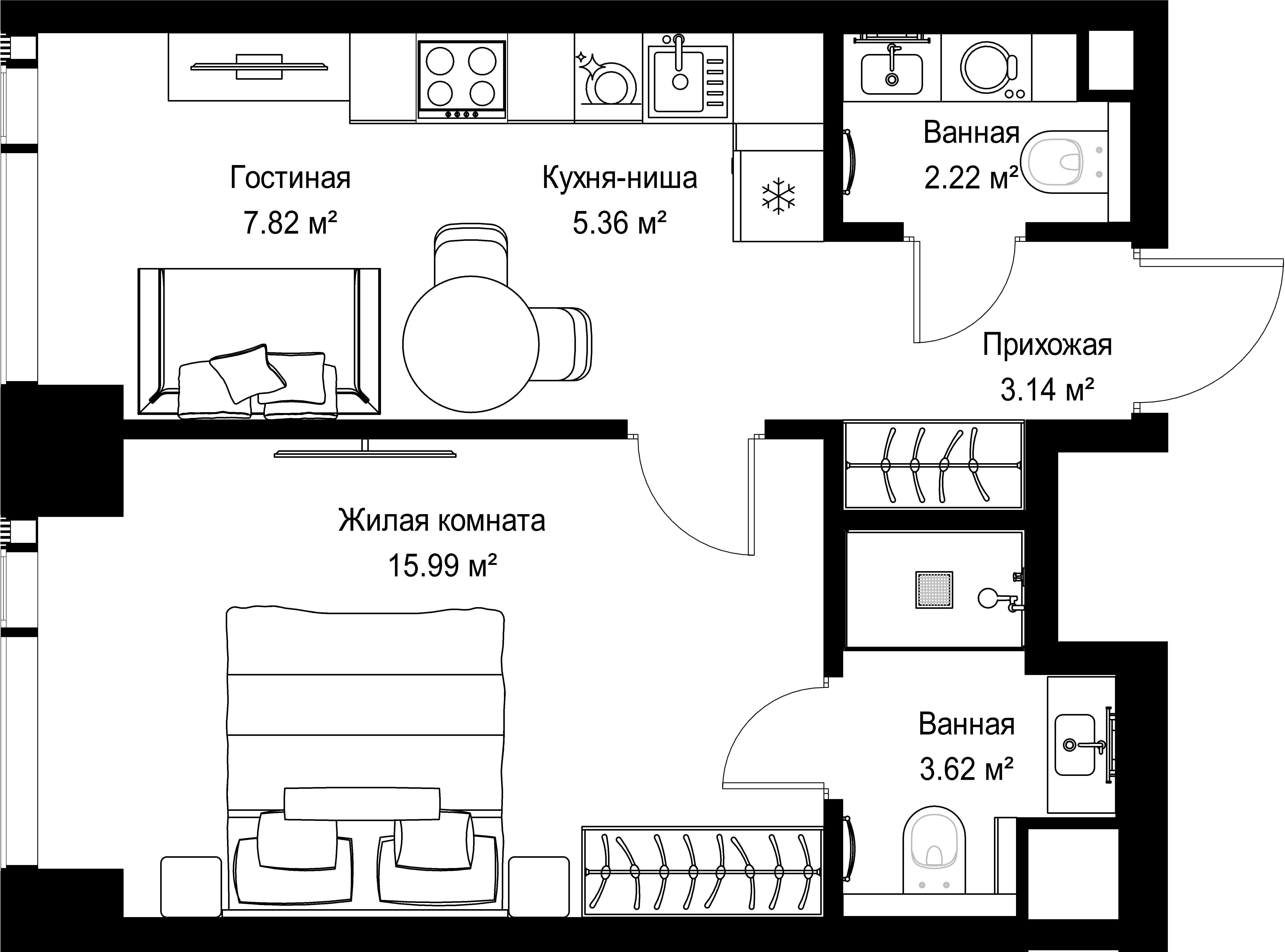1-комнатная, 38,15 м² — 20 948 165 ₽
