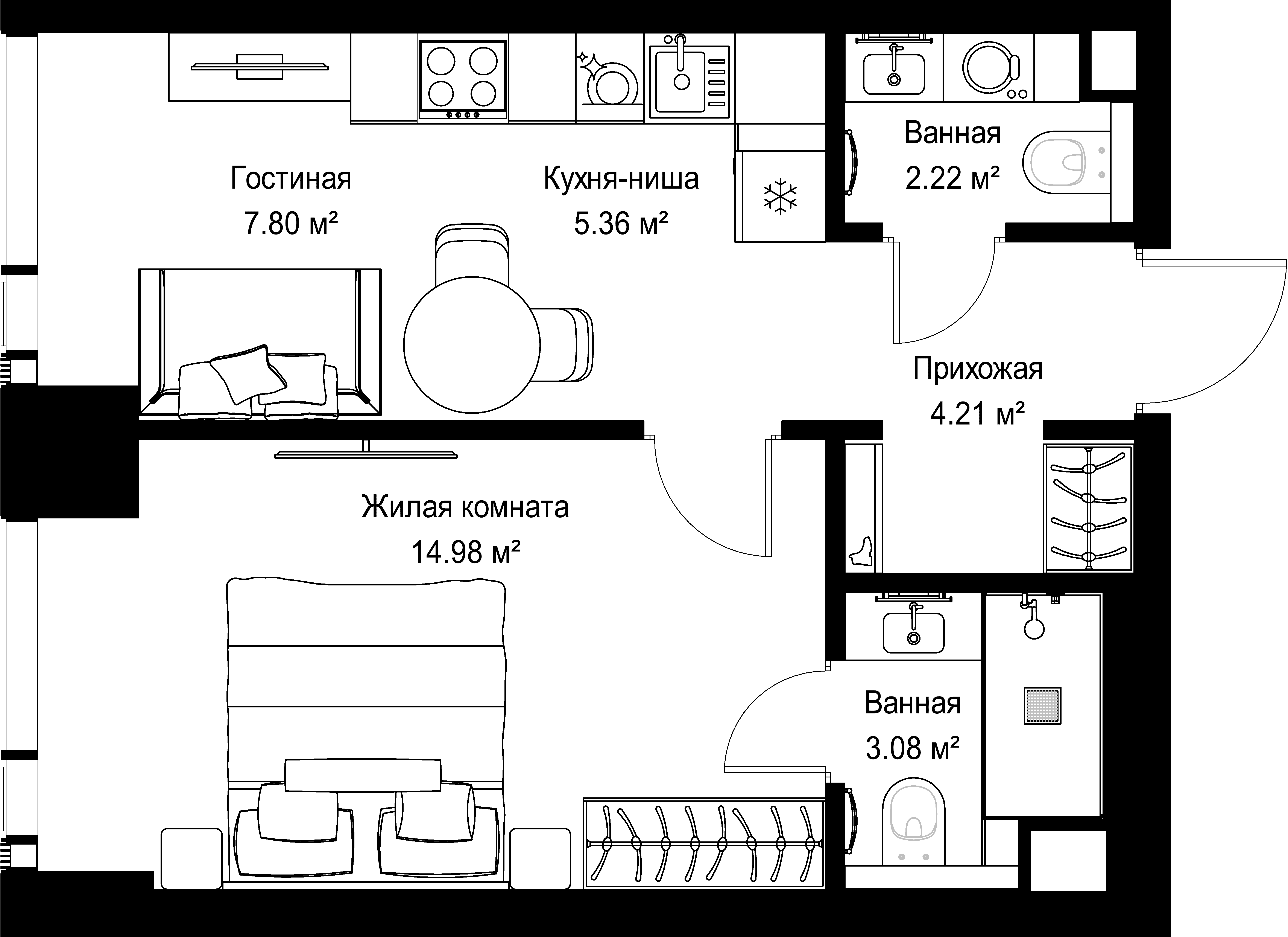 1-комнатная, 37,65 м² — 20 097 570 ₽