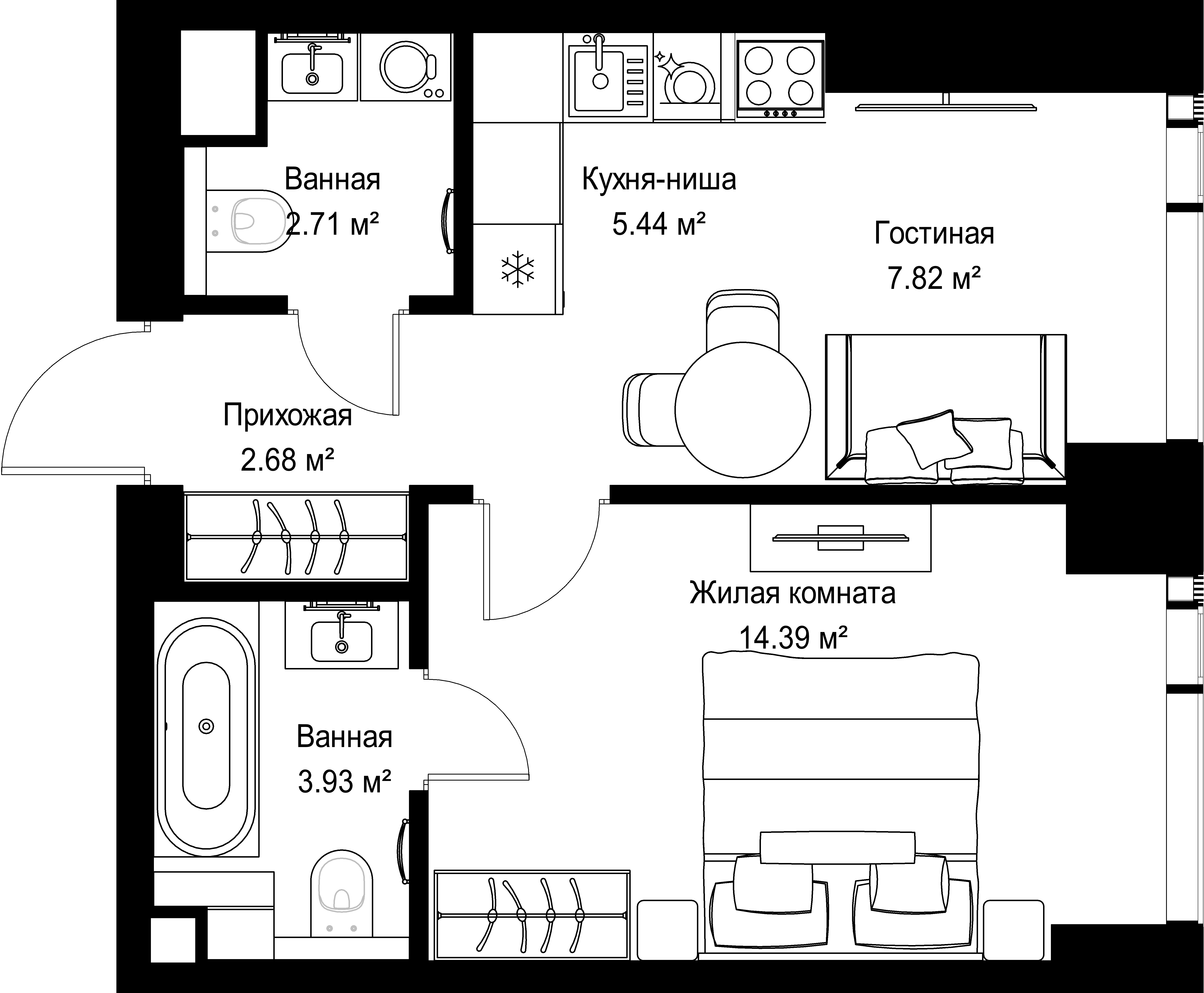 1-комнатная, 36,97 м² — 19 165 248 ₽