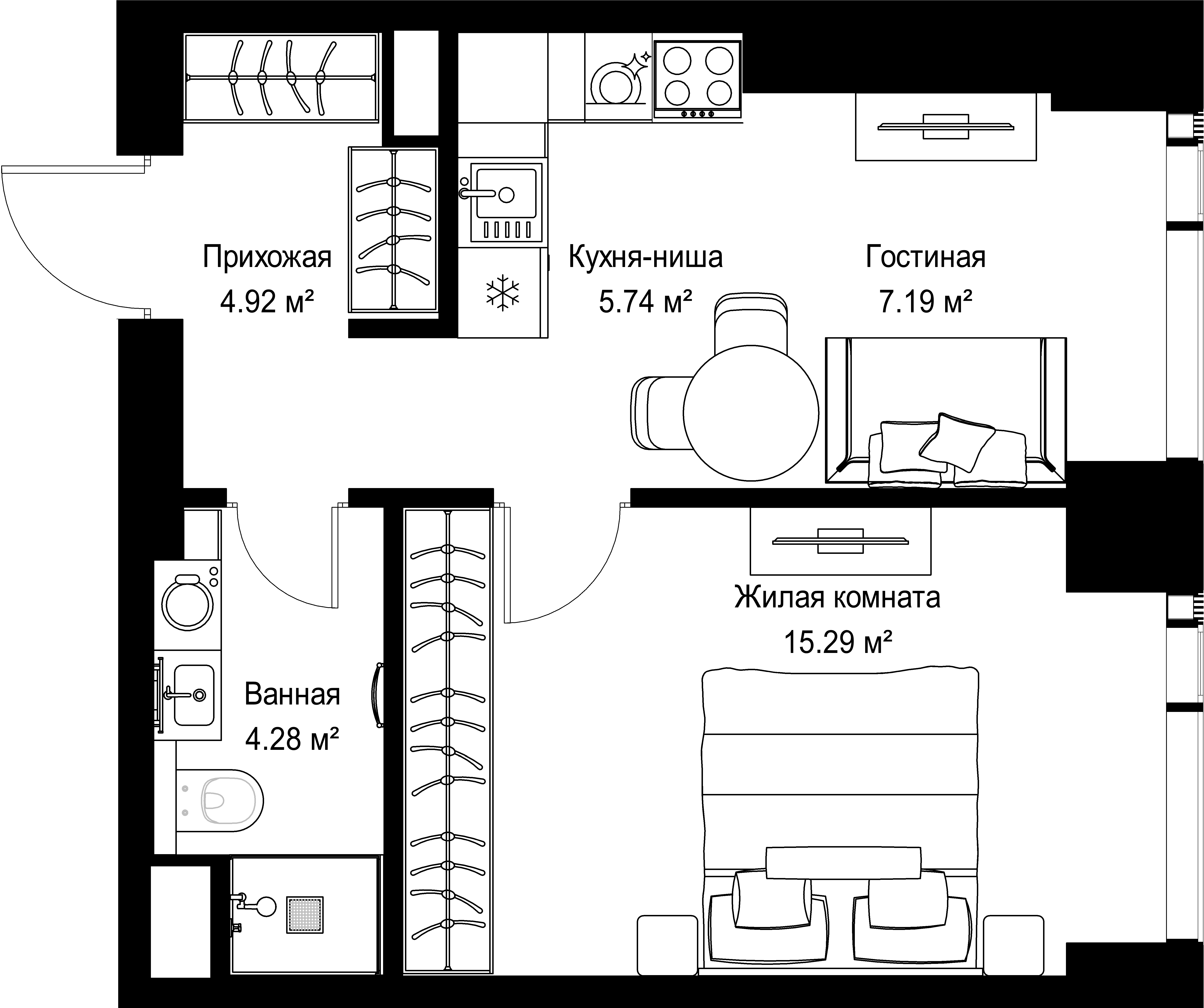 1-комнатная, 37,42 м² — 19 656 726 ₽