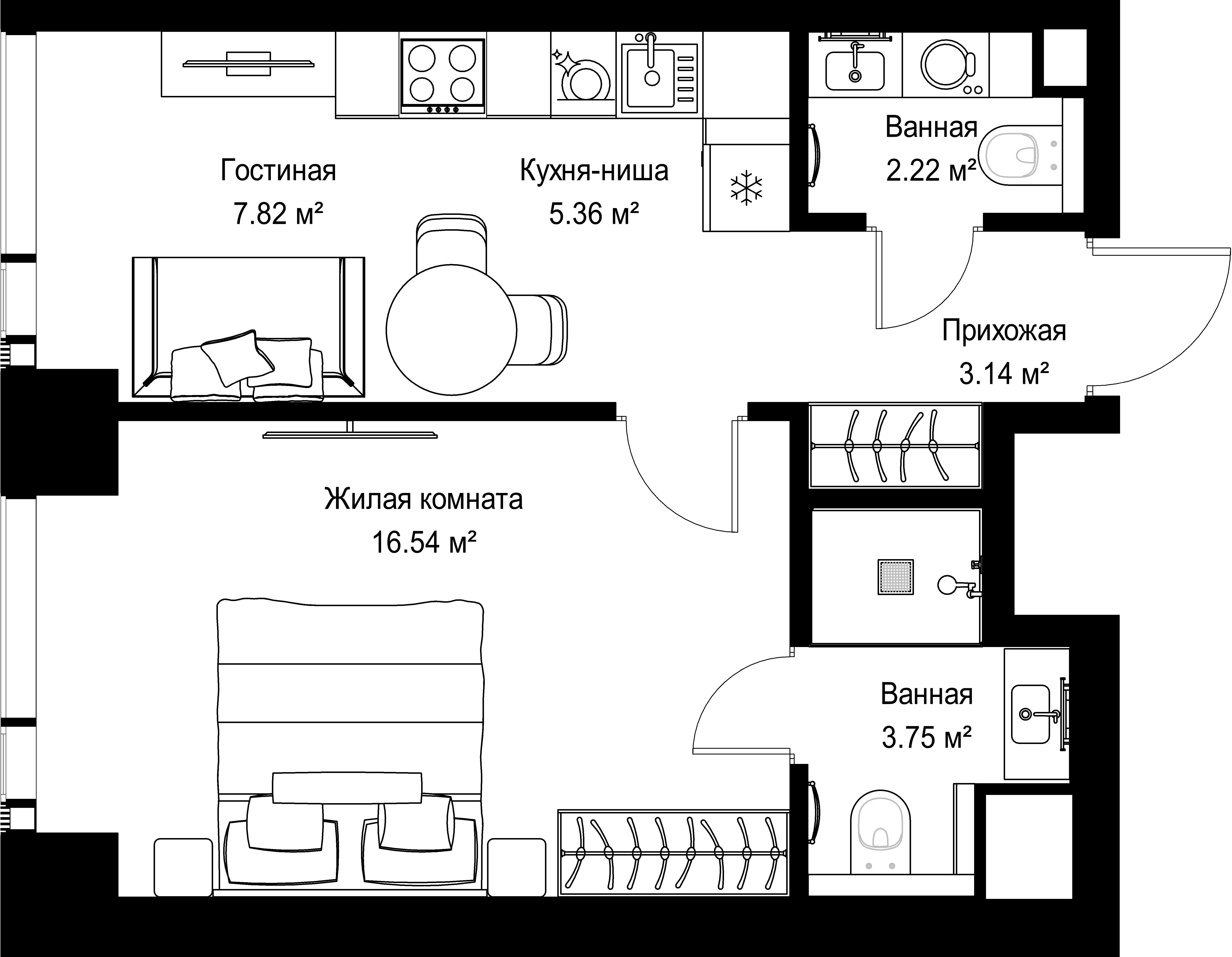 1-комнатная, 38,83 м² — 20 098 408 ₽