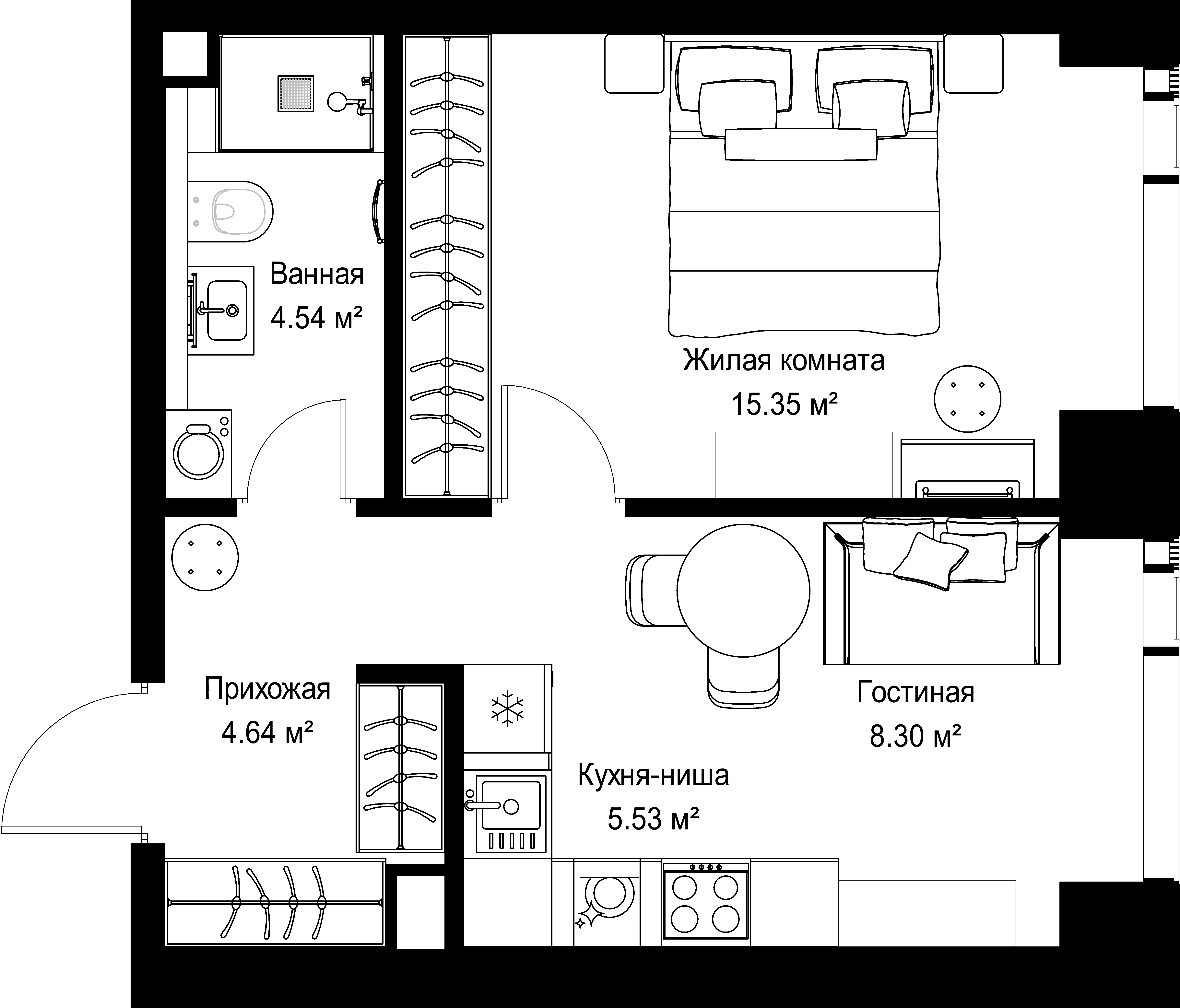1-комнатная, 38,36 м² — 20 933 052 ₽