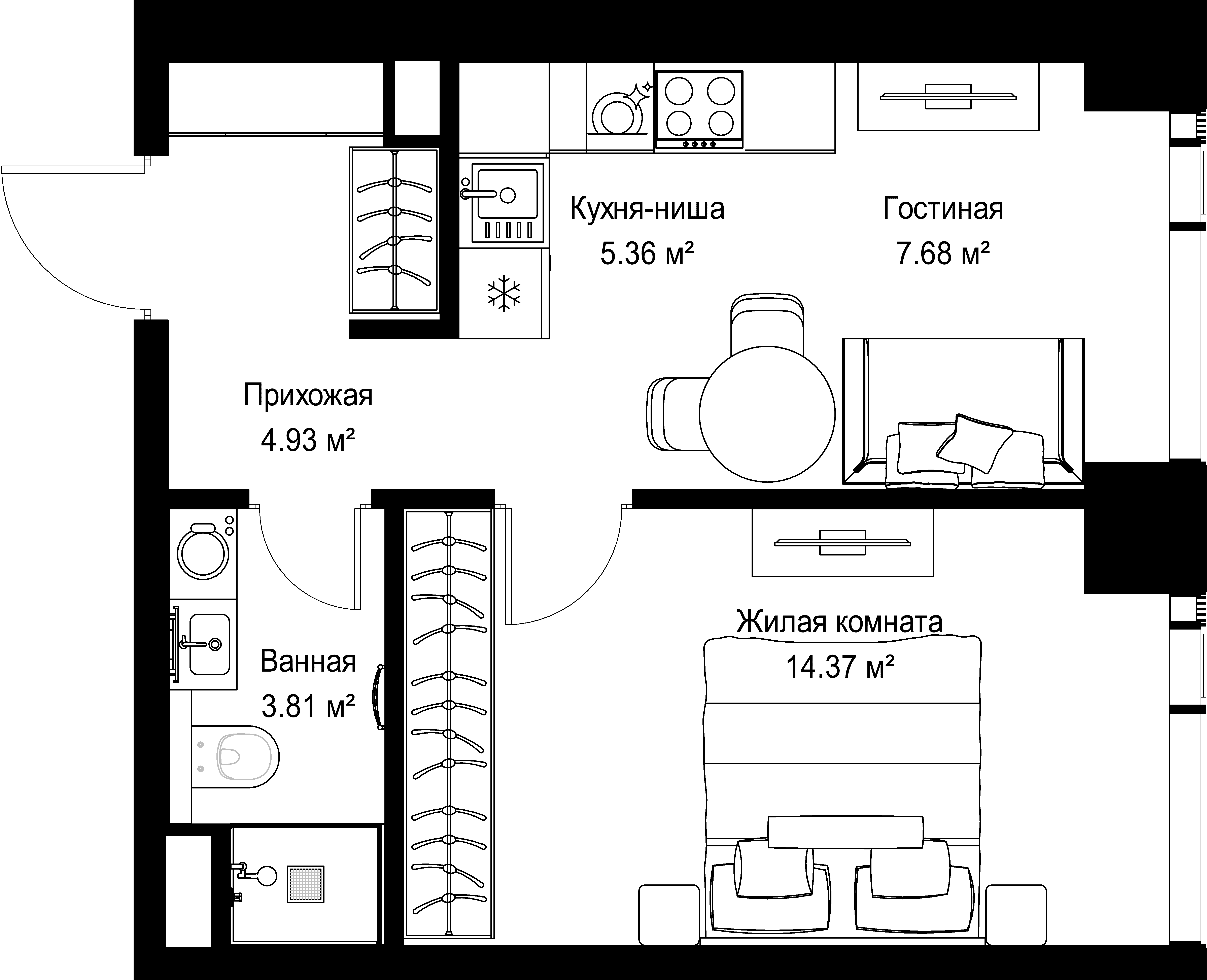 1-комнатная, 36,15 м² — 19 911 420 ₽
