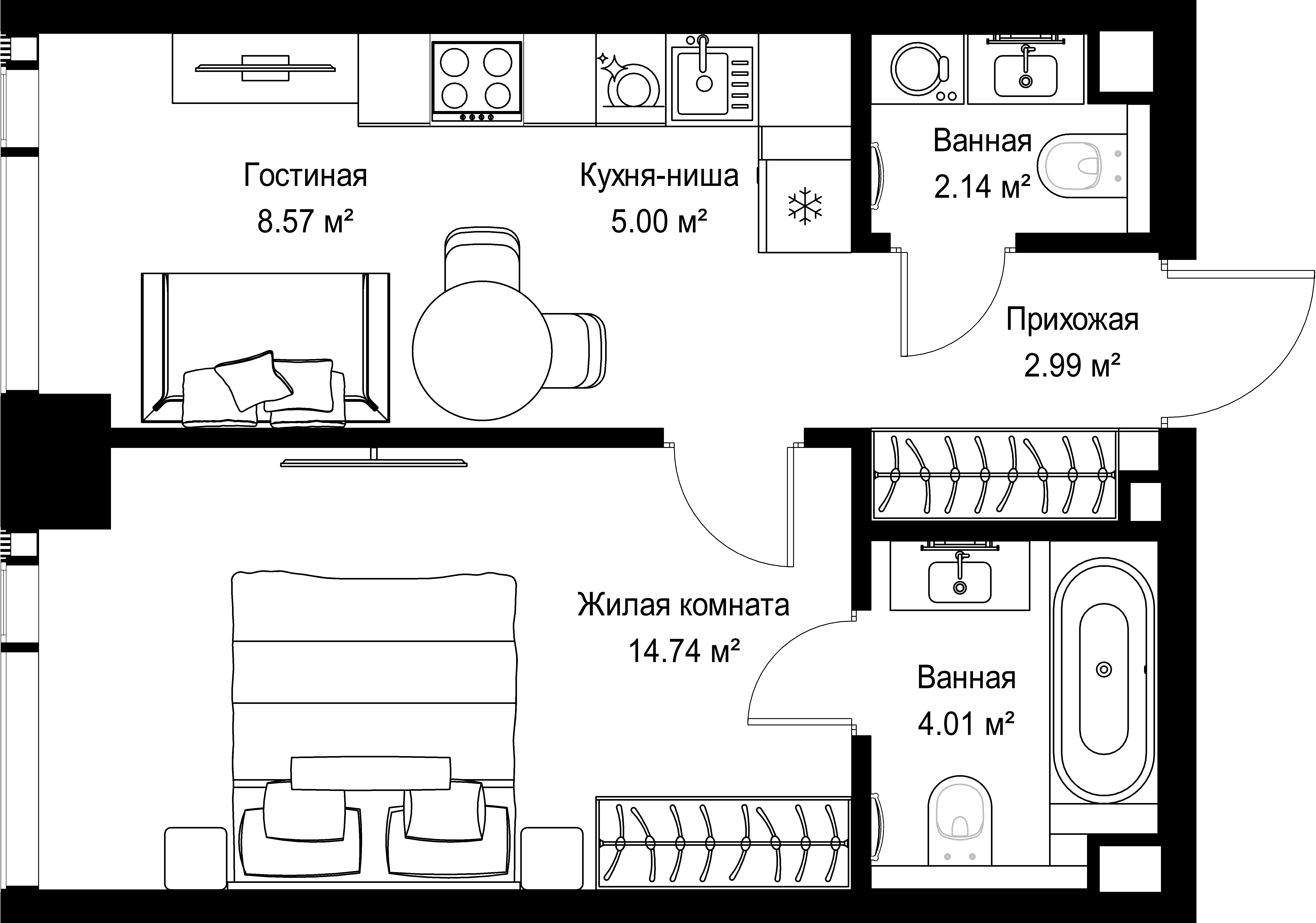 1-комнатная, 37,45 м² — 20 977 617 ₽