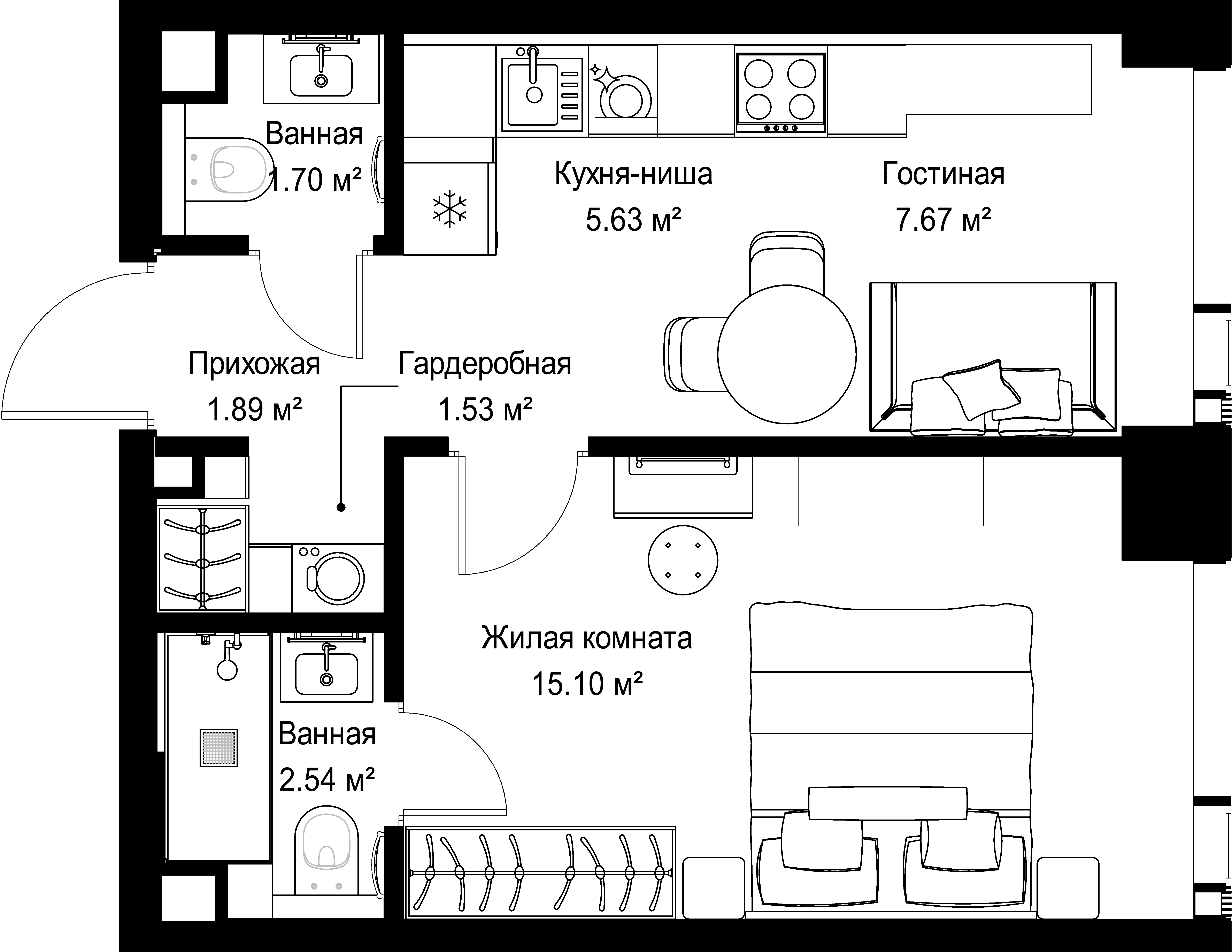 1-комнатная, 36,06 м² — 19 892 499 ₽