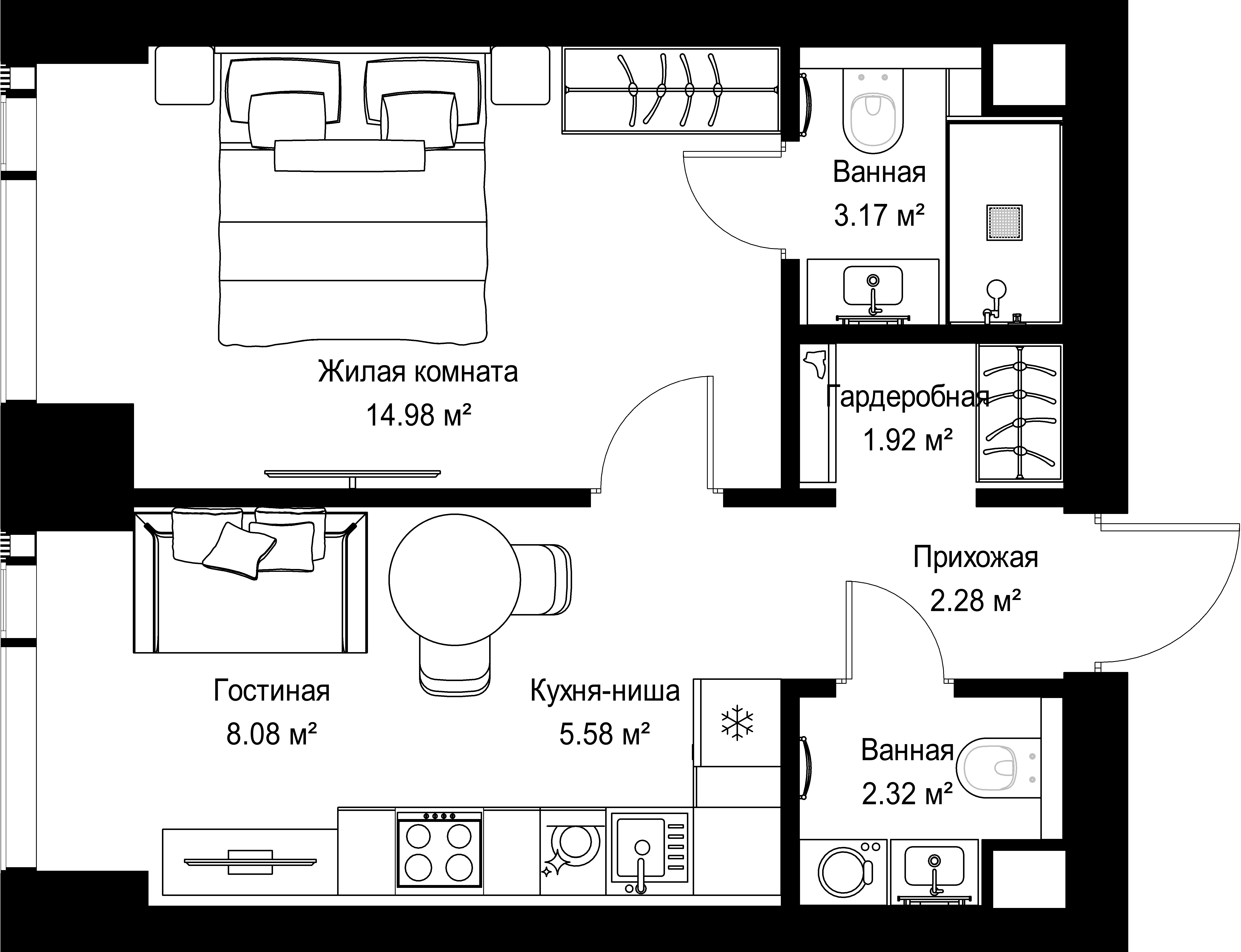 1-комнатная, 38,33 м² — 20 167 329 ₽