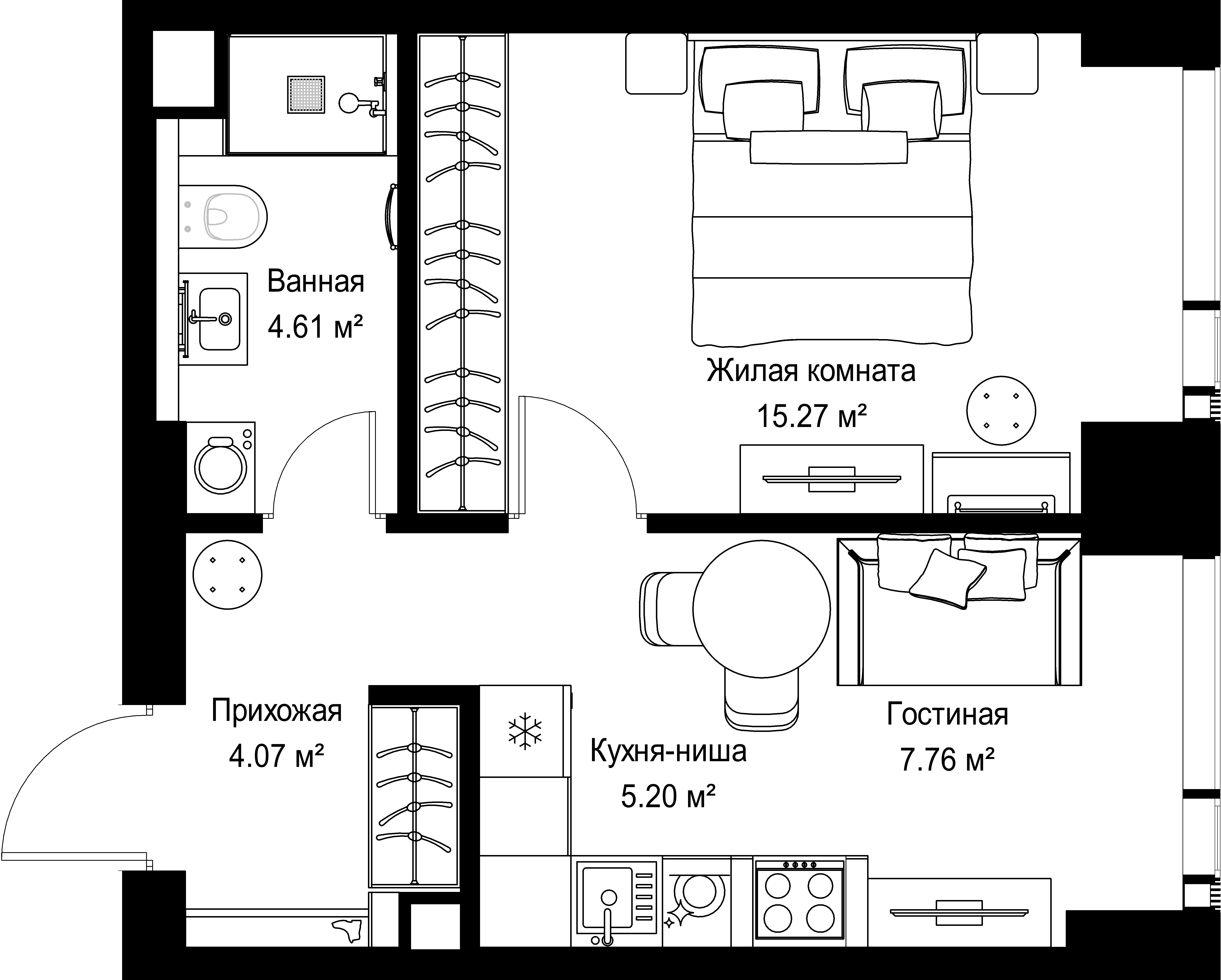 1-комнатная, 36,91 м² — 19 733 931 ₽