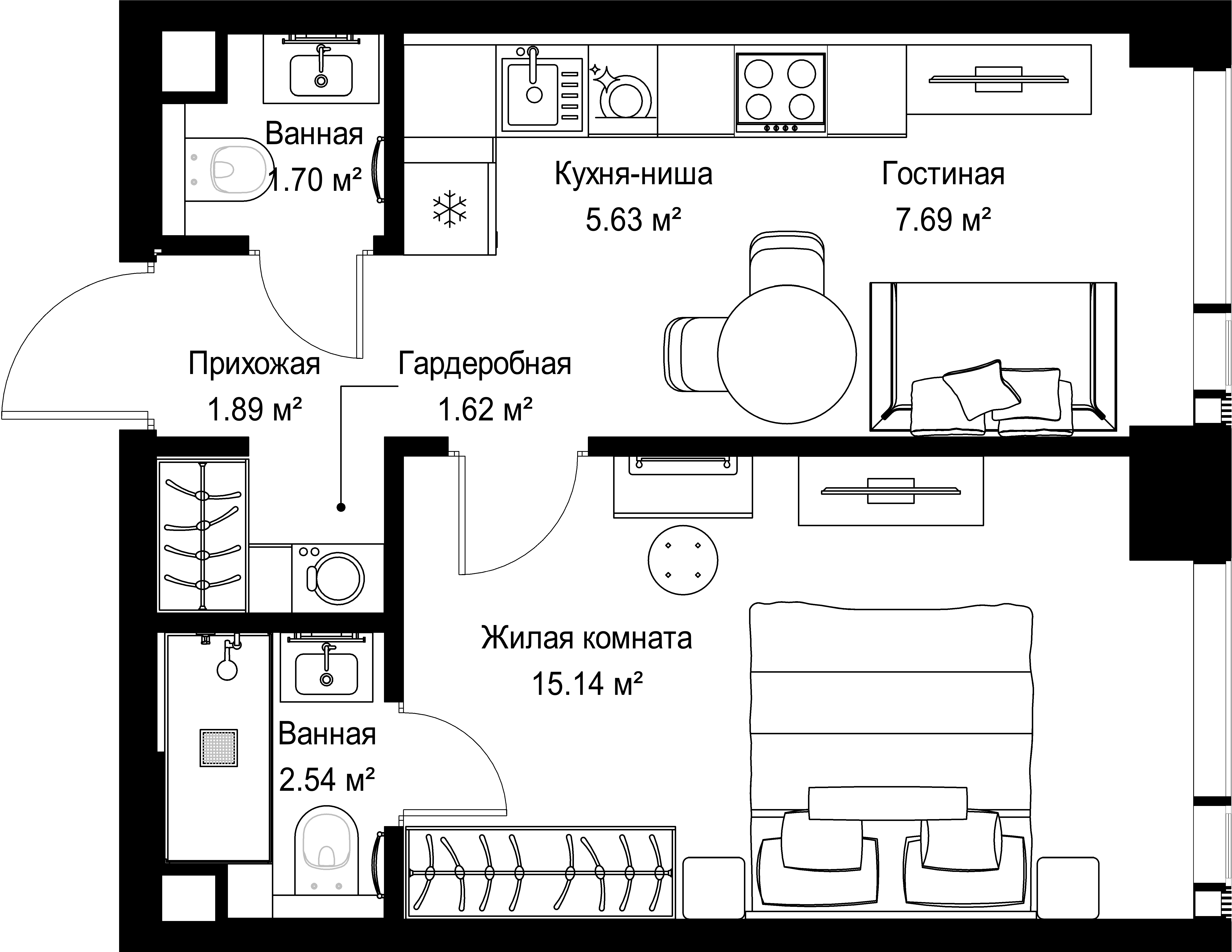 1-комнатная, 36,21 м² — 20 067 582 ₽