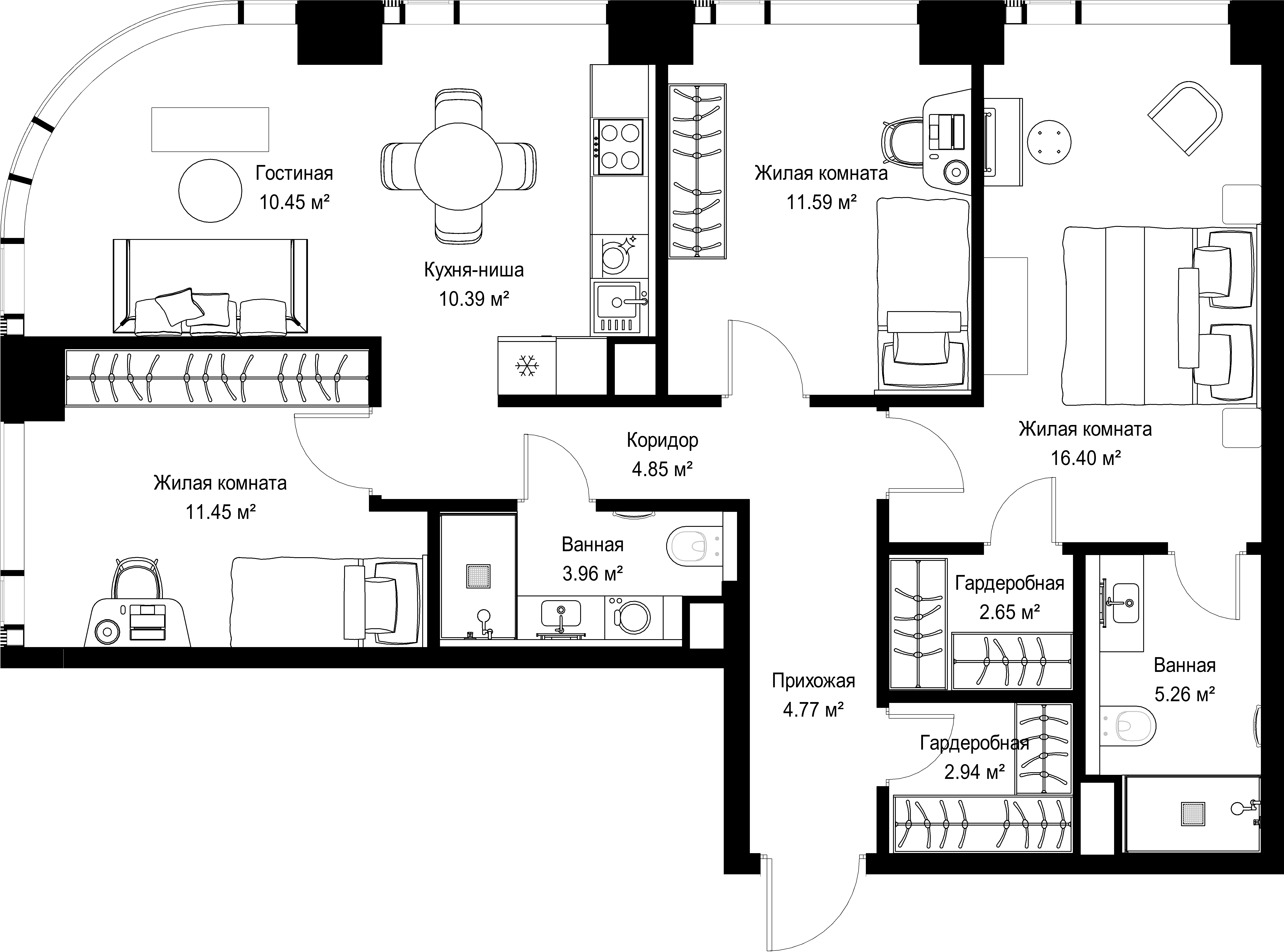 3-комнатная, 84,71 м² — 42 338 058 ₽