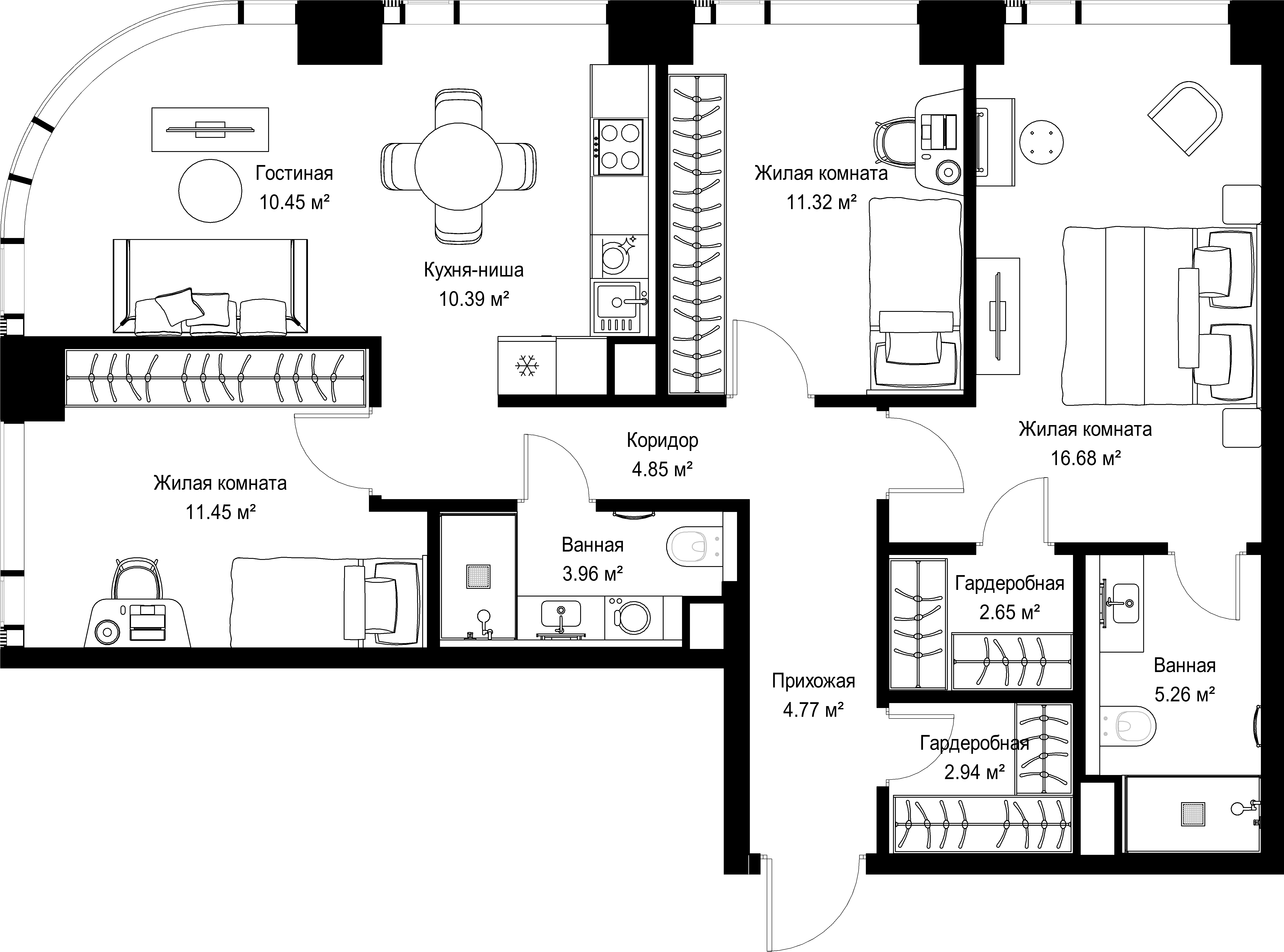 3-комнатная, 84,72 м² — 42 919 152 ₽