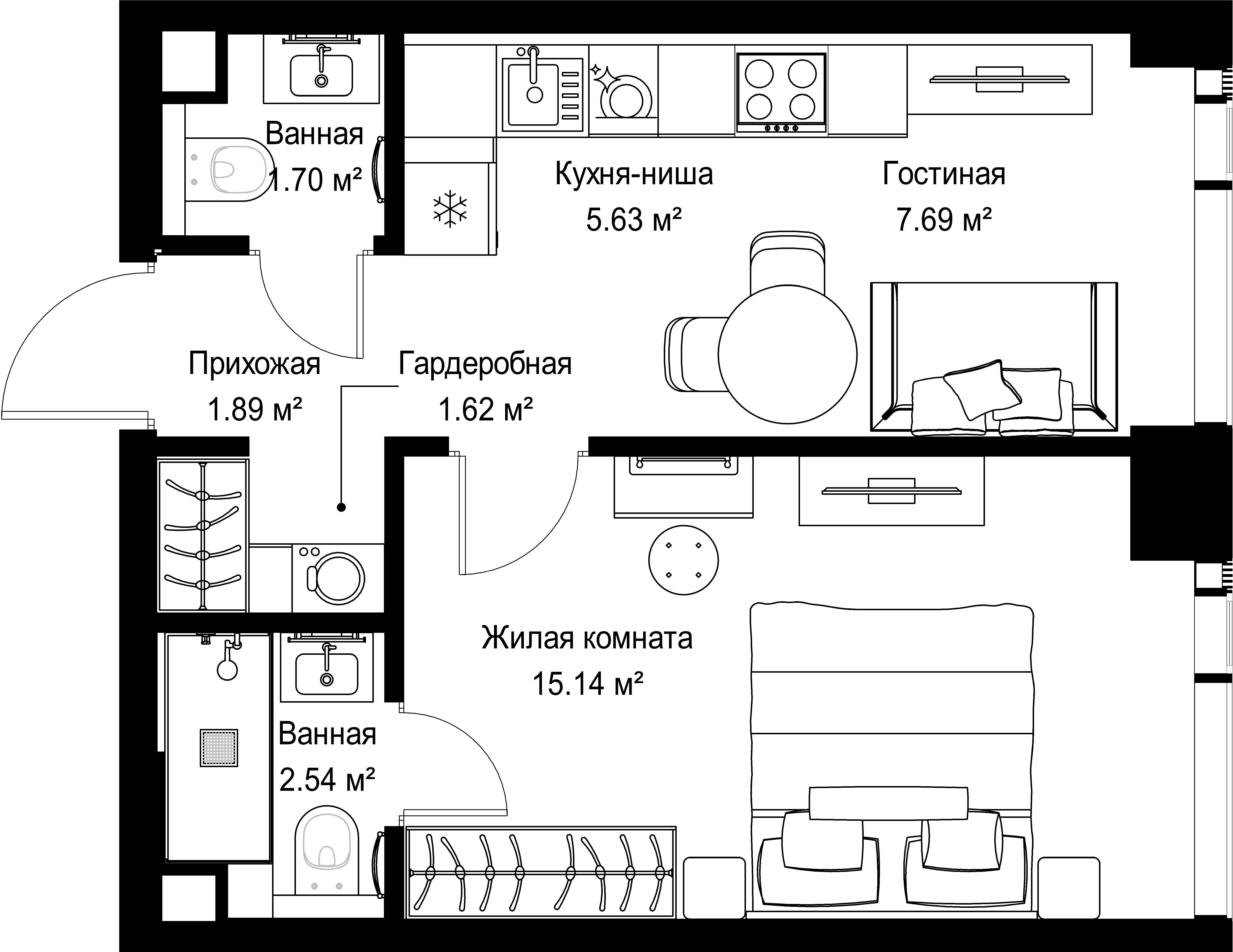 1-комнатная, 36,21 м² — 20 775 487 ₽