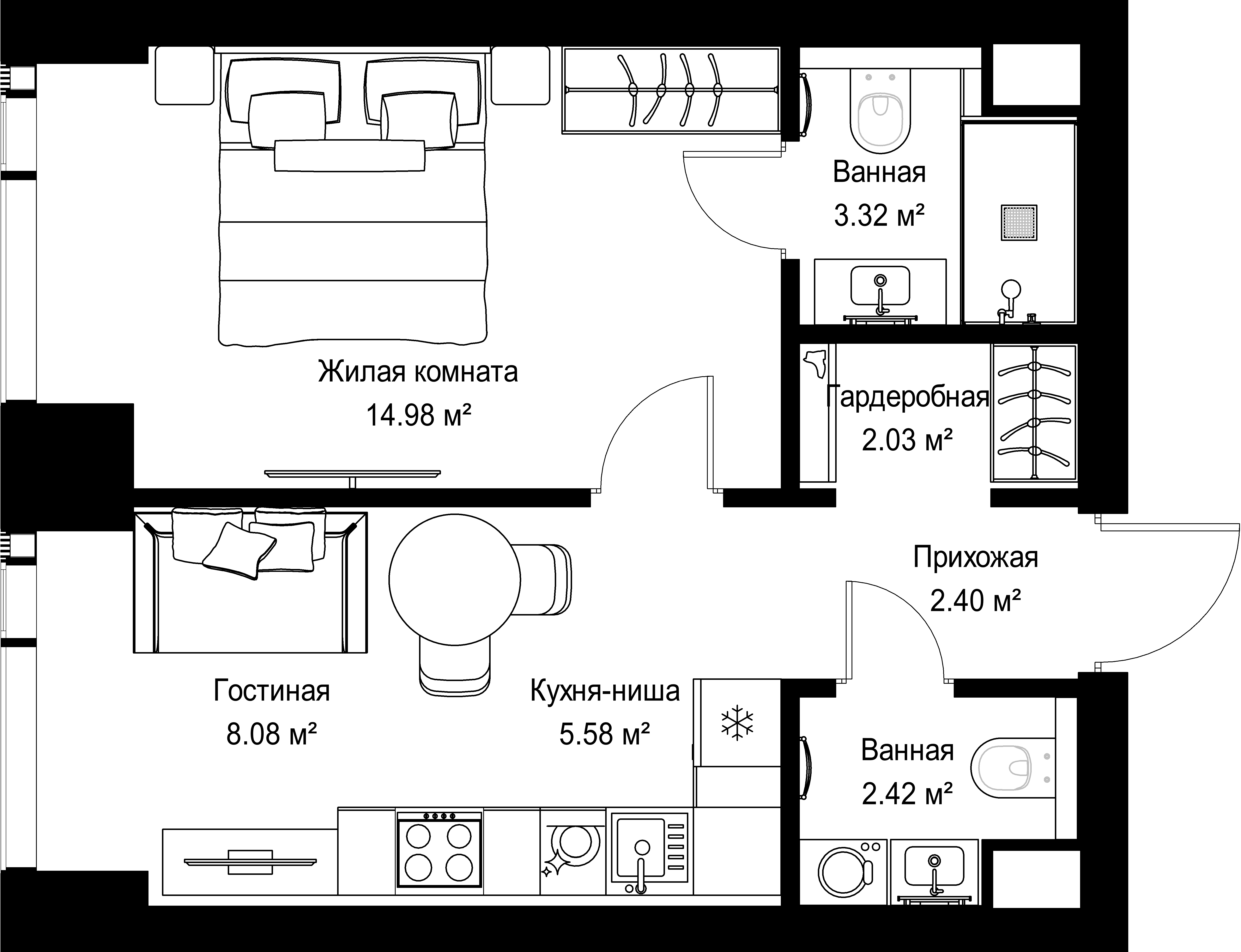 1-комнатная, 38,81 м² — 20 452 870 ₽