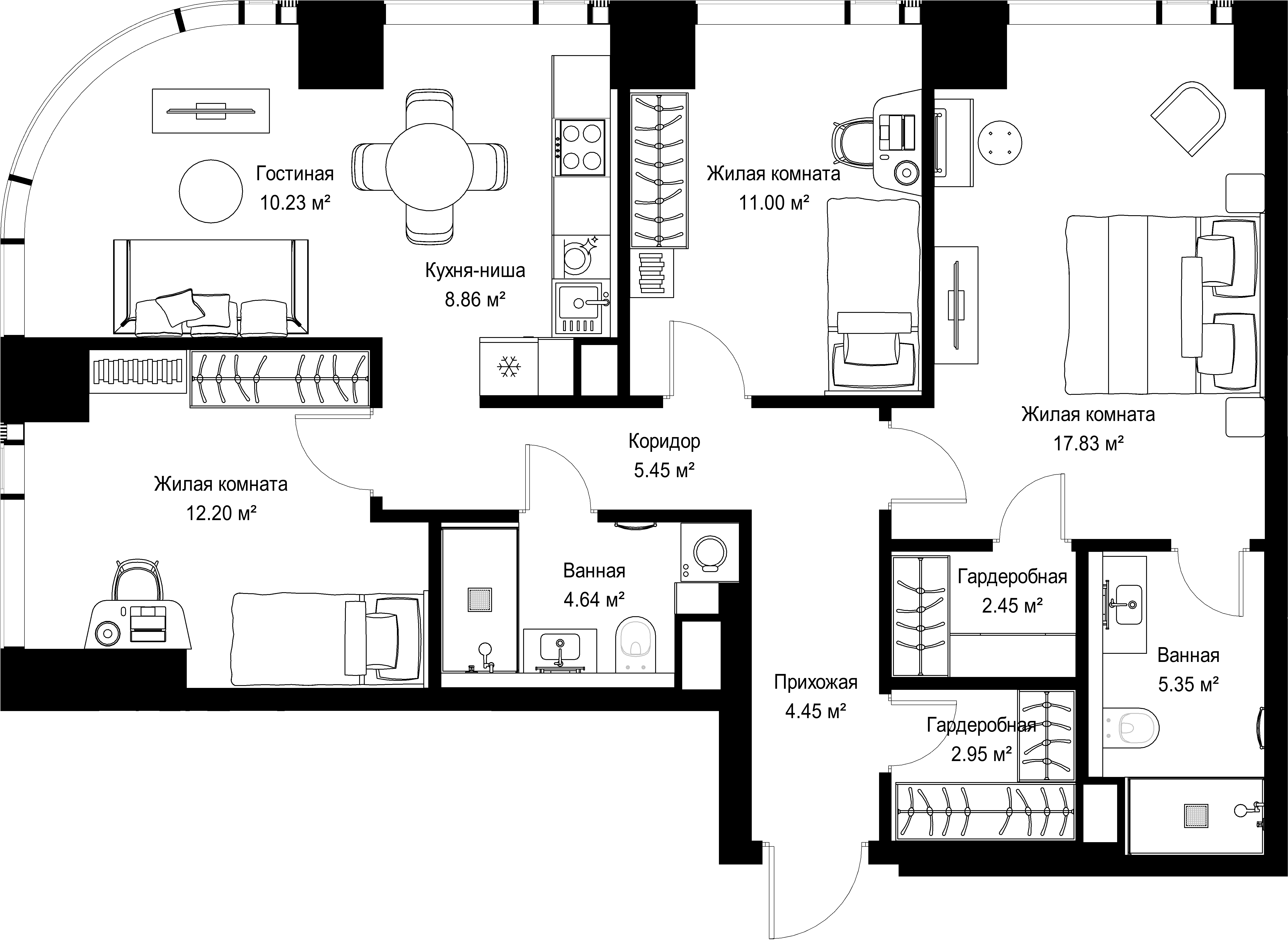 3-комнатная, 85,41 м² — 41 018 152 ₽