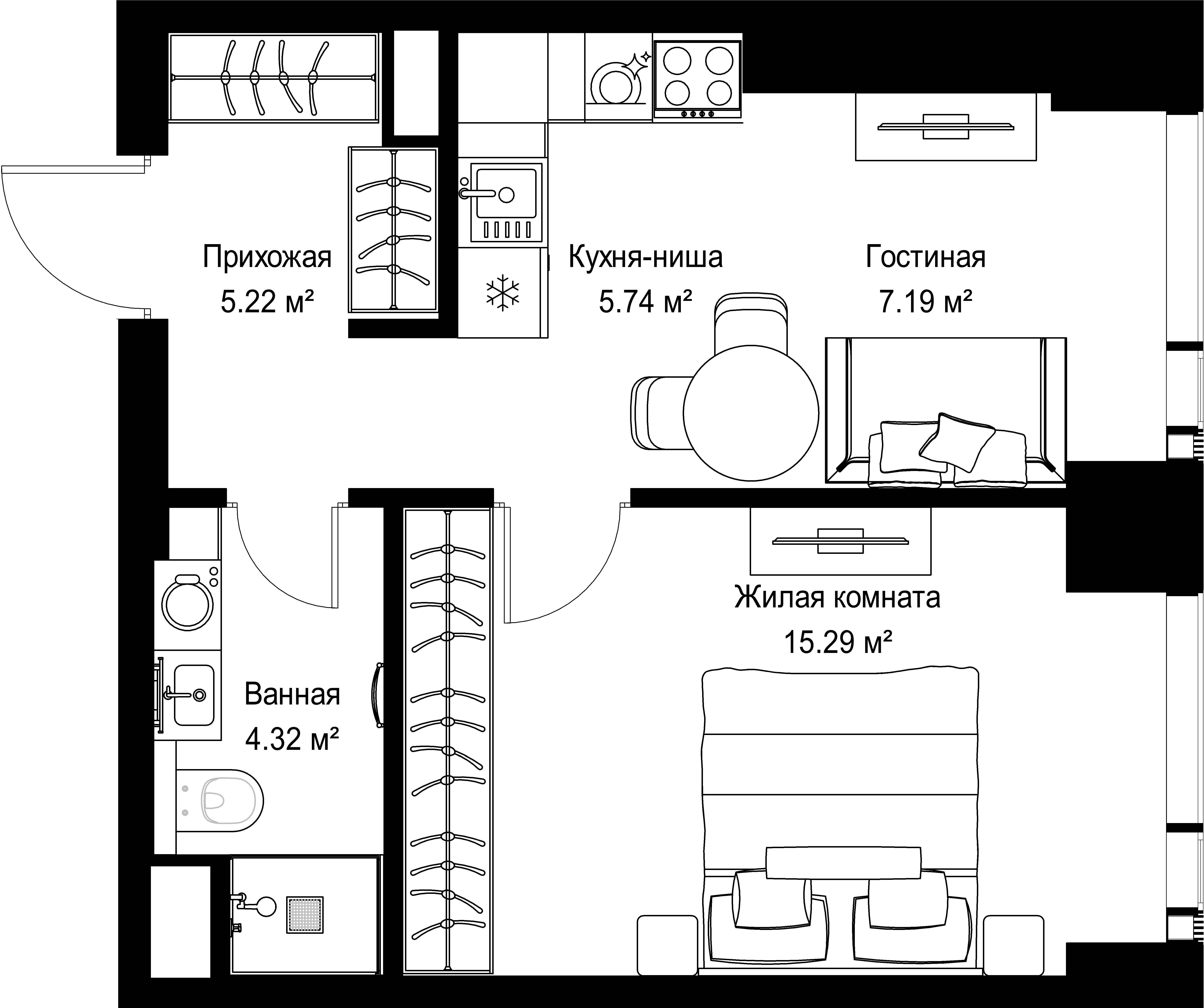 1-комнатная, 37,76 м² — 19 931 616 ₽
